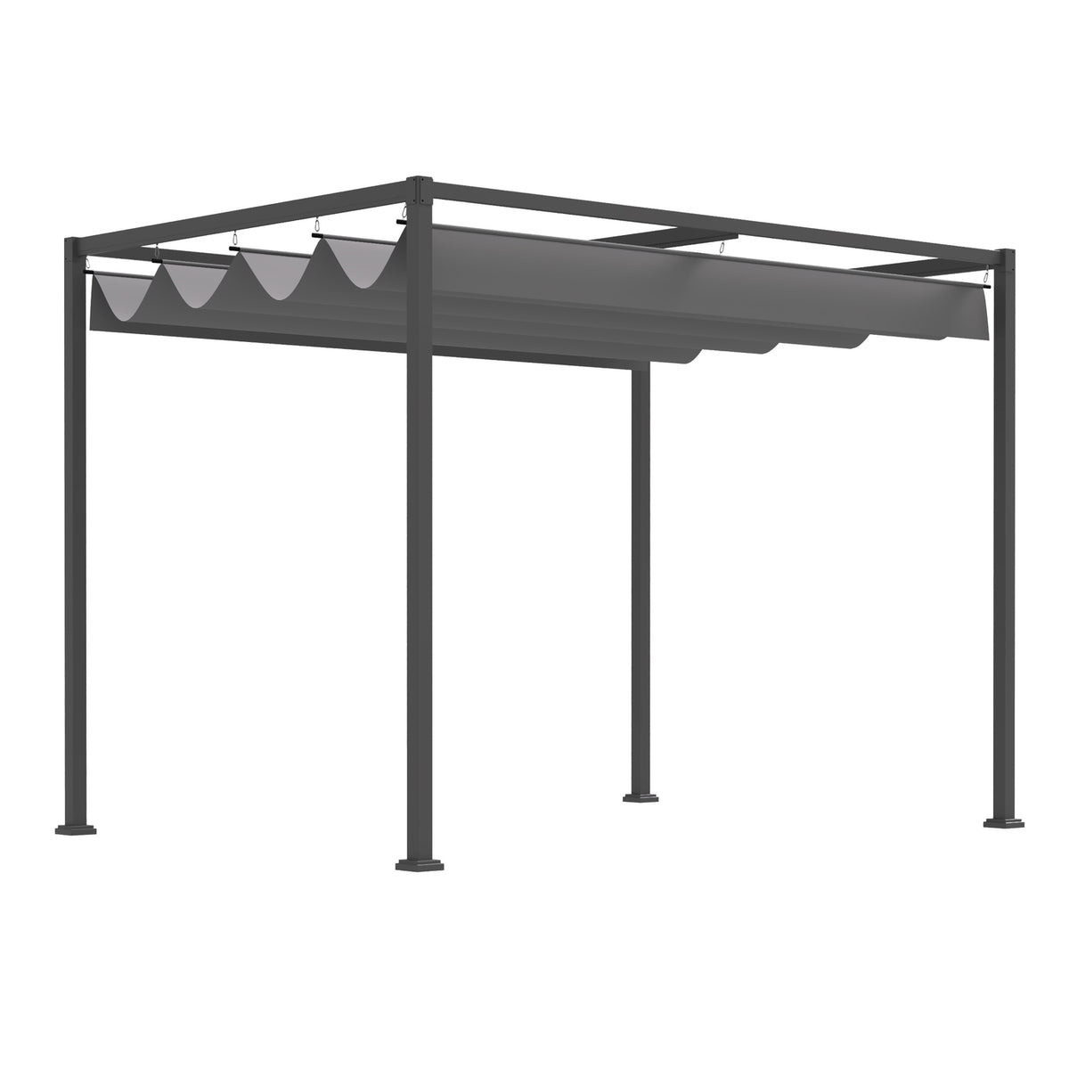 Pergola Gazebo Patio Canopy with Sliding Roof 298 x 213 x 221 cm, Grey, Weatherproof Polyester for Garden & Terrace