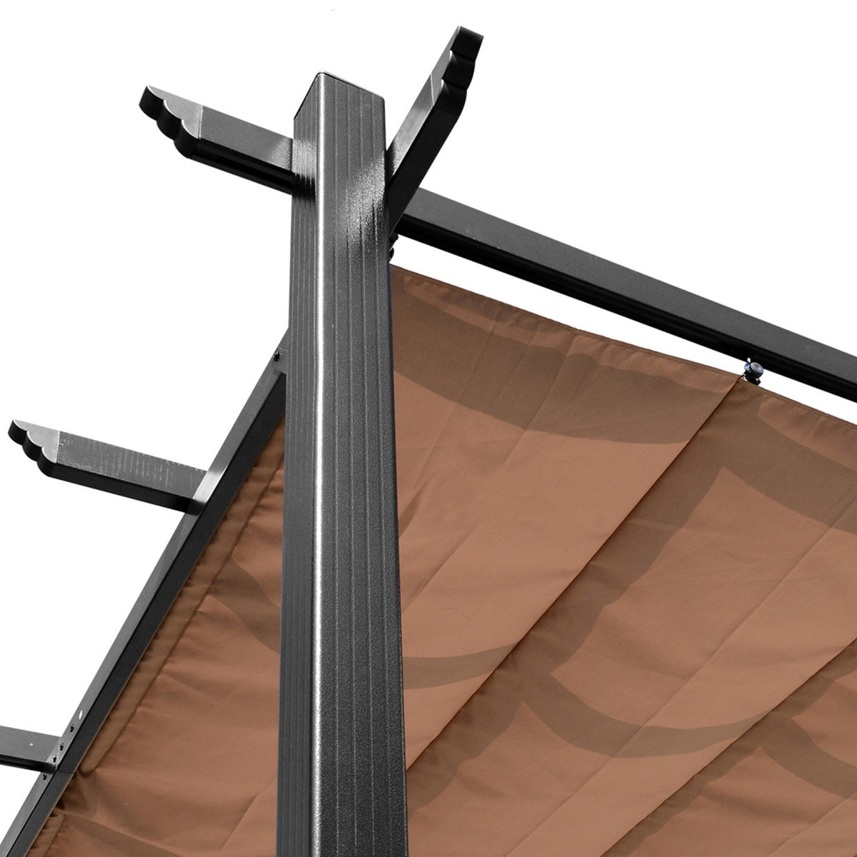 Pergola Gazebo With Adjustable Fabric Roof 3 X 4 M Patio Canopy Aluminum Sun Protection Canopy Patio Garden Gray + Brown