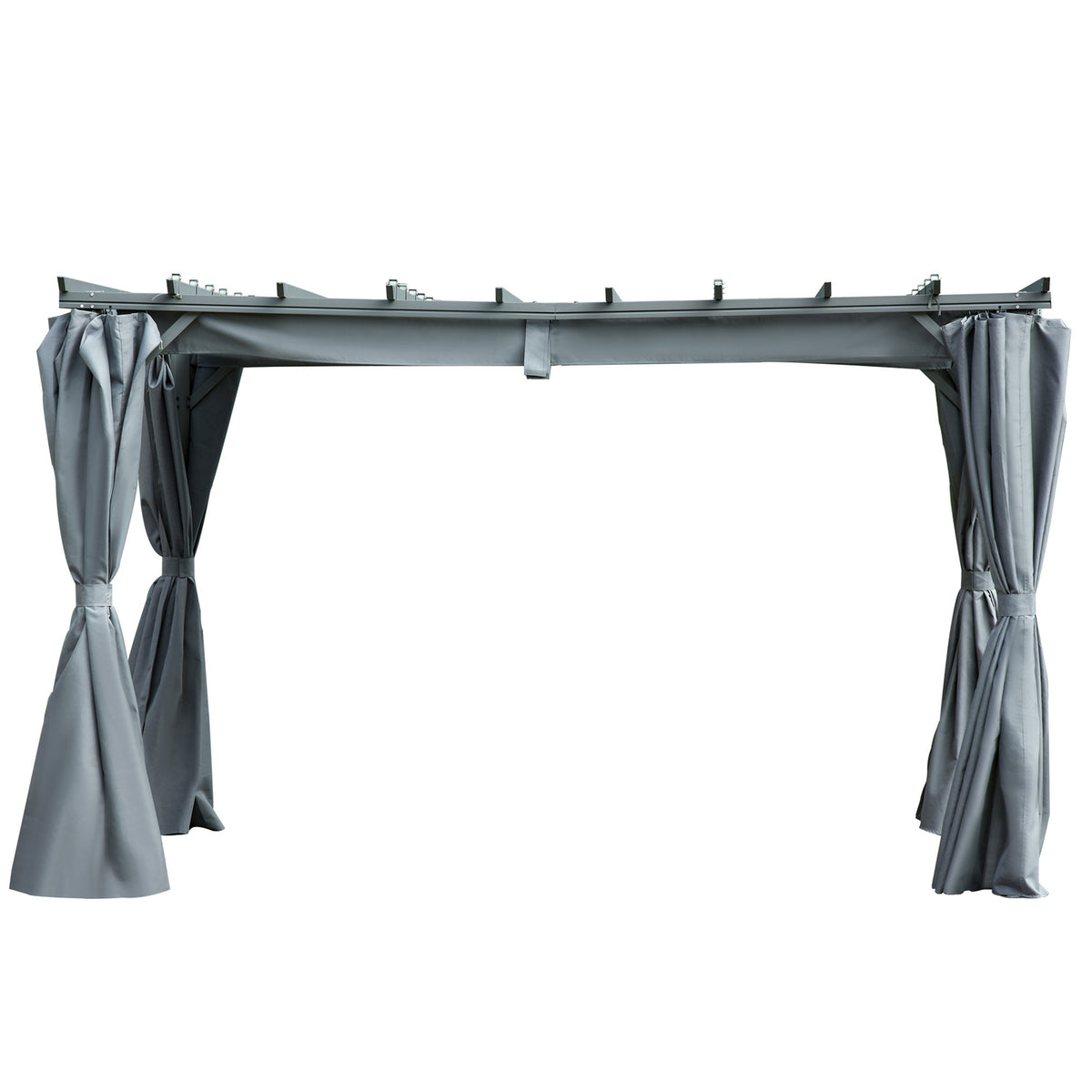 Pergola Gazebo With Adjustable Fabric Roof, Weatherproof, 3.6X3X2.27M, Steel, Grey