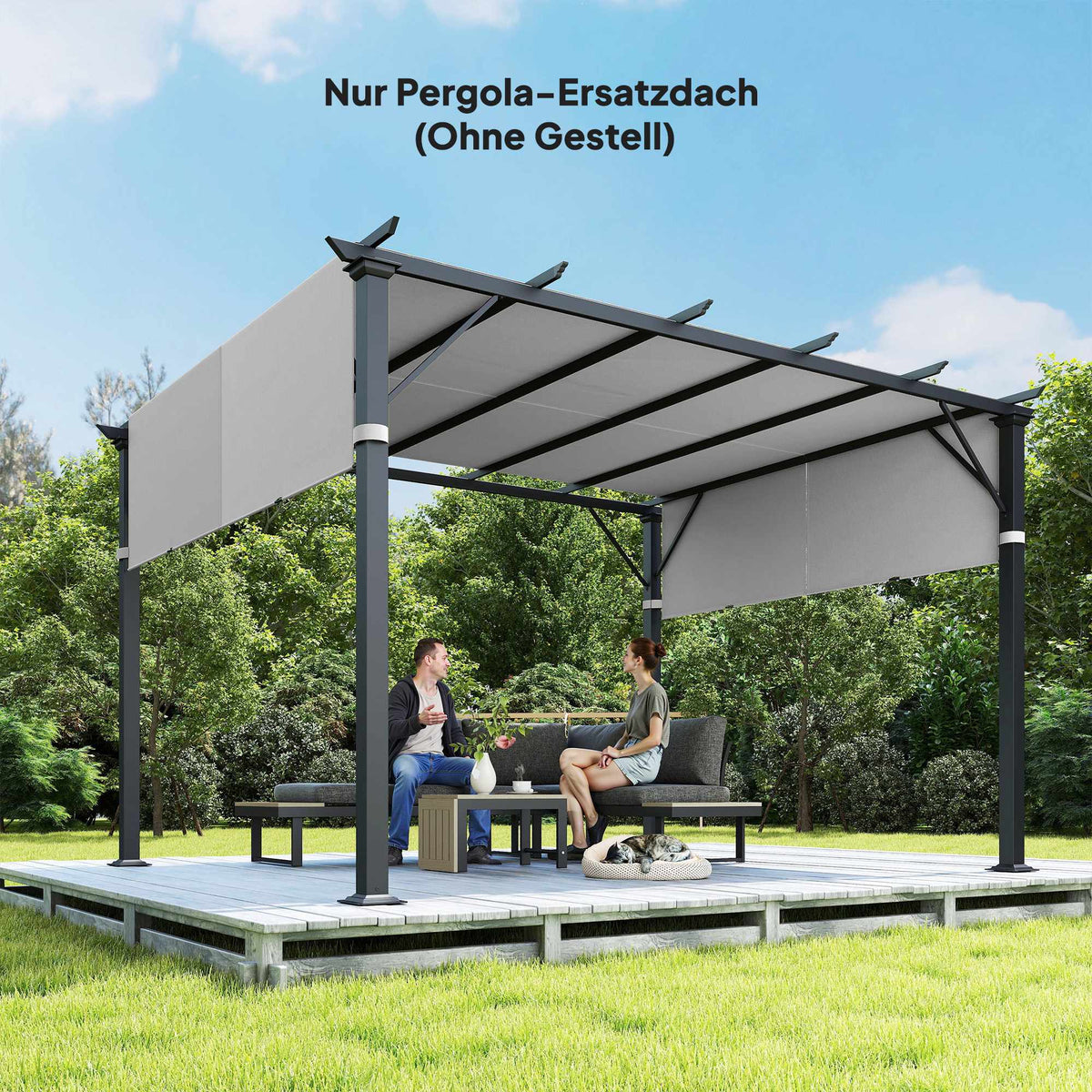 Pergola Replacement Canopy, UV Protection, 3x3m, Light Grey