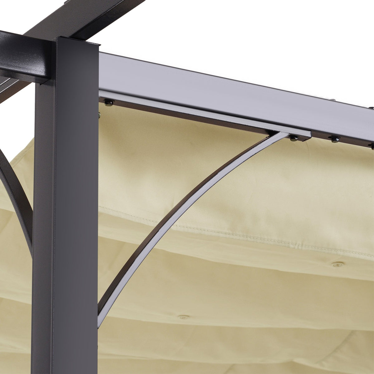 Pergola Waterproof Gazebo 3 X 3 M Patio Canopy With Sliding Roof, Uv Protection For Garden Aluminum Beige