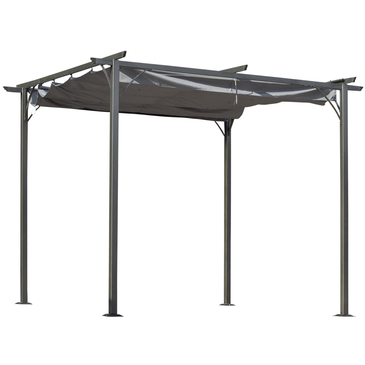 Pergola Waterproof Gazebo 3 X 3 M Patio Canopy With Sliding Roof, Uv Protection For Garden Metal Black + Gray
