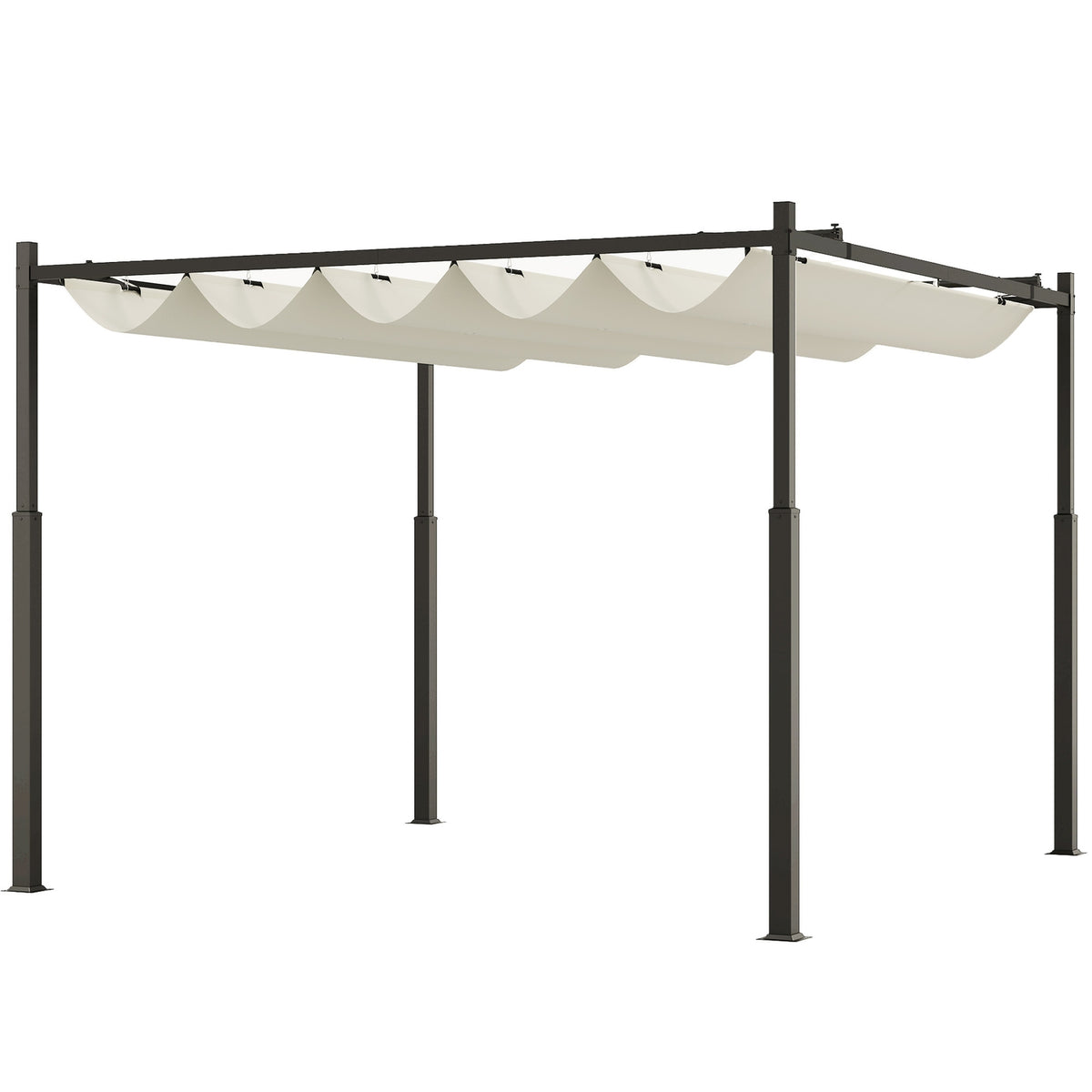 Pergola approx. 3x3m garden pavilion, patio roof made of metal, garden pavilion with adjustable roof, free-standing, UV protection 30+, for terrace and garden, cream white