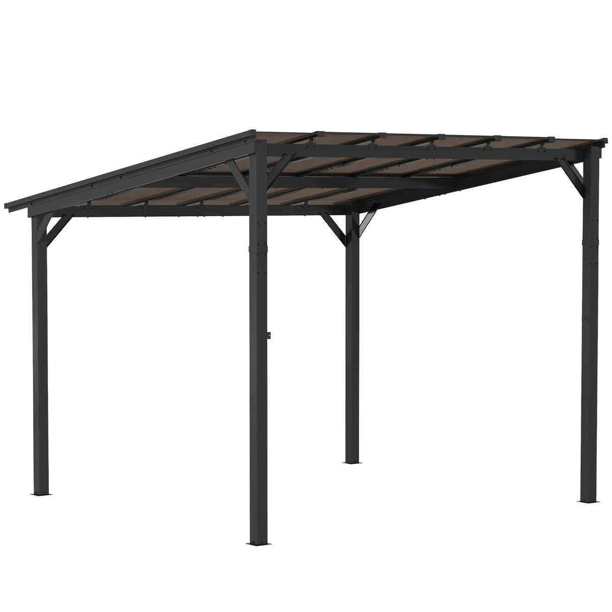Pergola pavilion approx. 3x3m, waterproof, stable, winterproof patio canopy with UV protection 50+, wall-mounted garden pavilion made of metal, sun protection for garden, terrace, balcony, dark gray