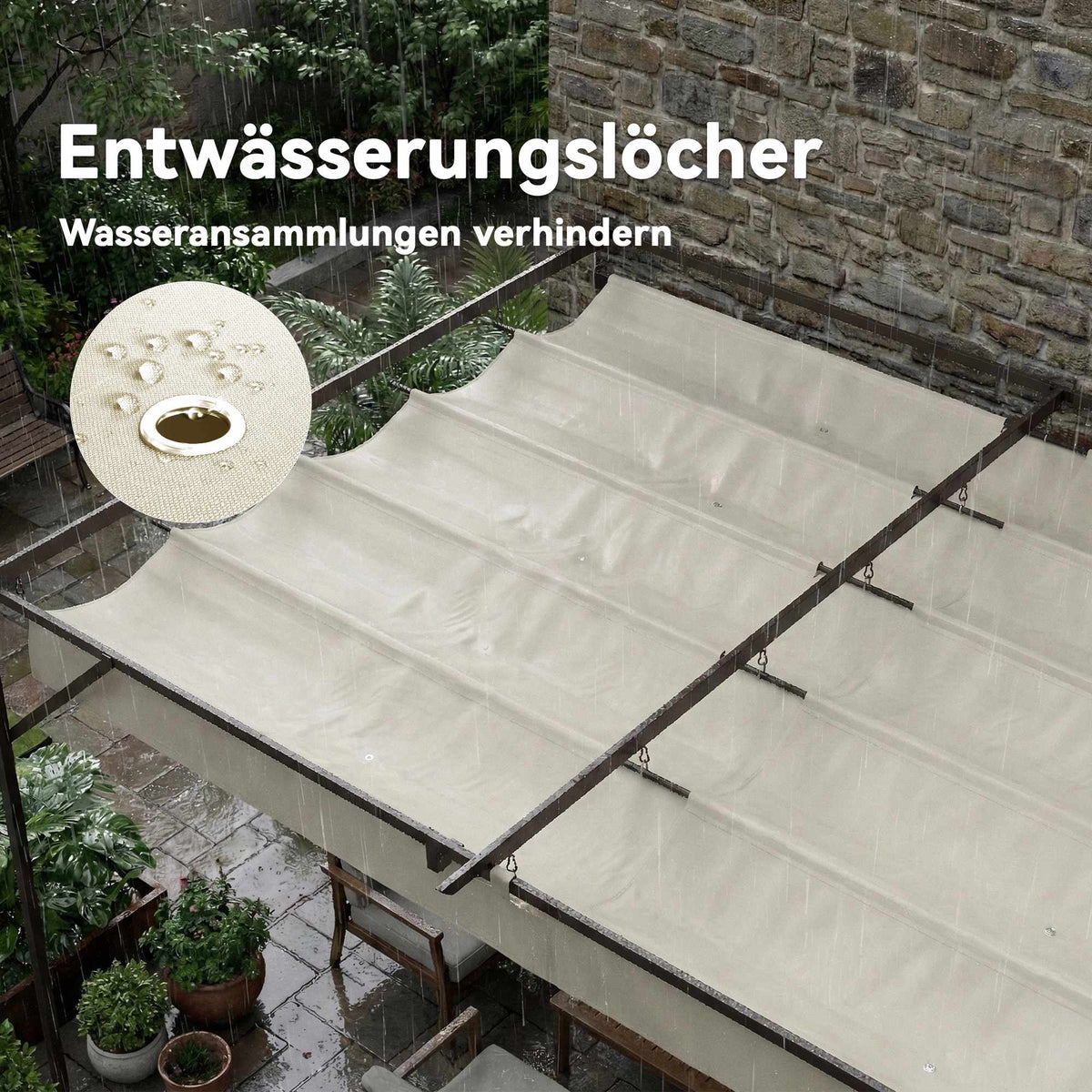 Pergola with Adjustable Roof, 4x3m, Wall-Mounted, UV30+ Protection