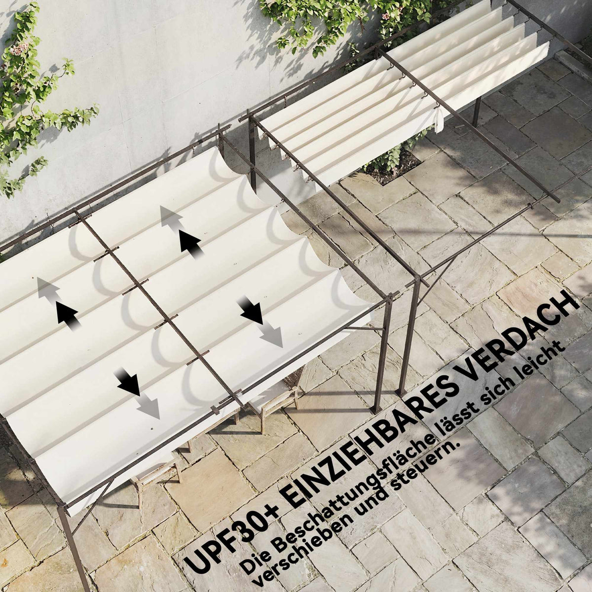 Pergola with Adjustable Roof, 4x3m, Wall-Mounted, UV30+ Protection