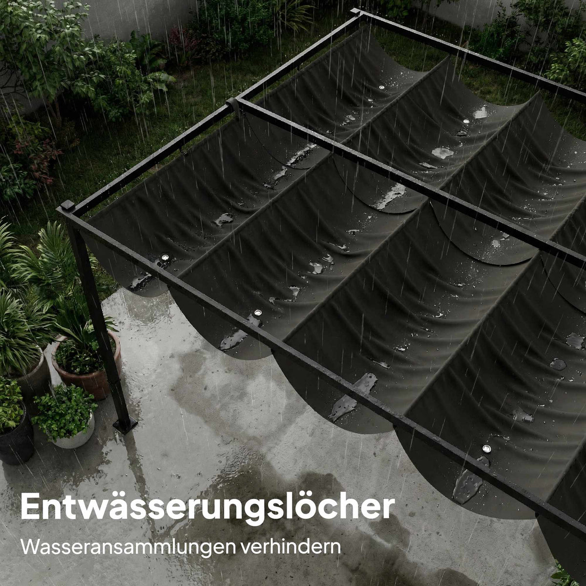 Pergola with Sliding Roof, UV50+ Protection, Dark Grey