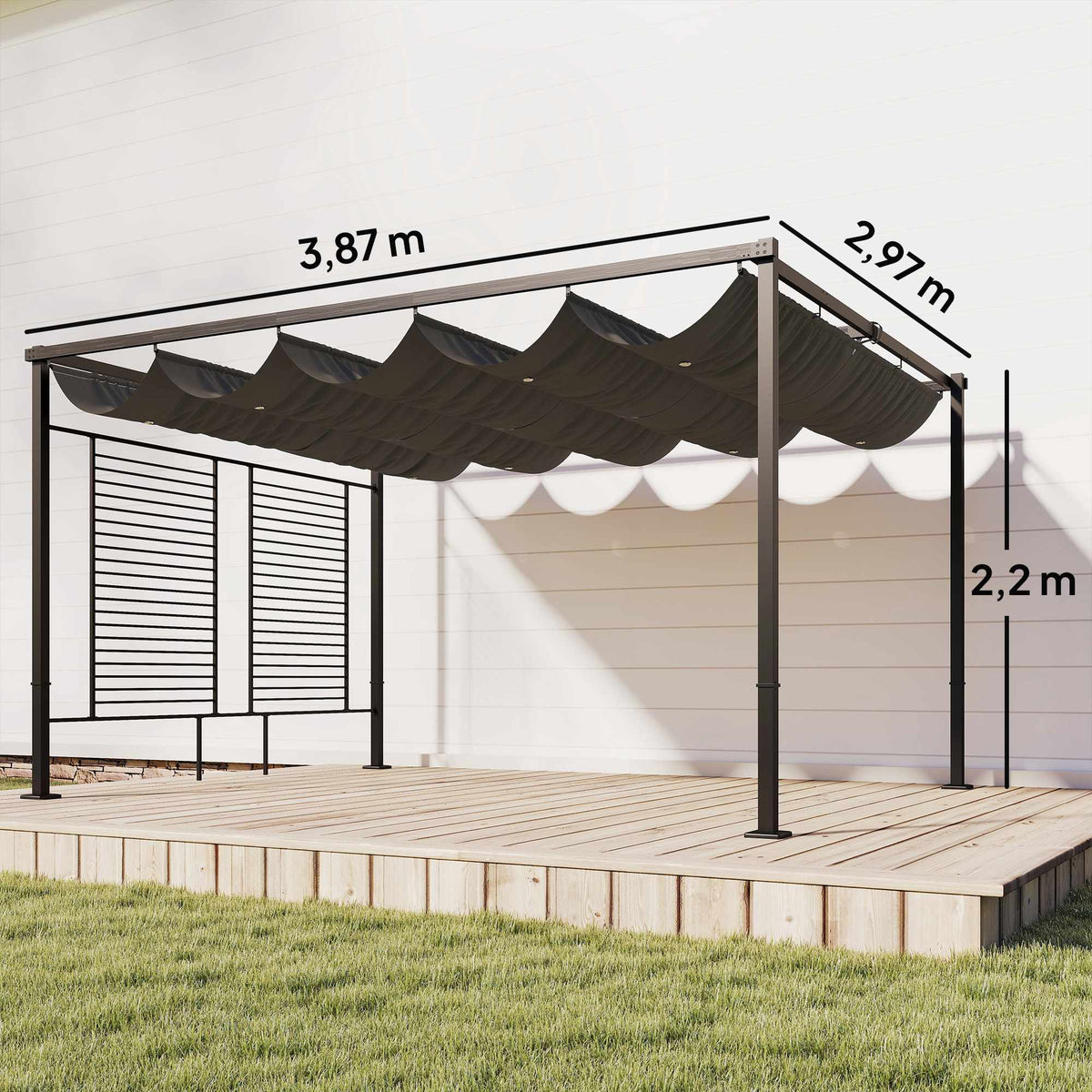Pergola with Sliding Roof, UV50+ Protection, Dark Grey