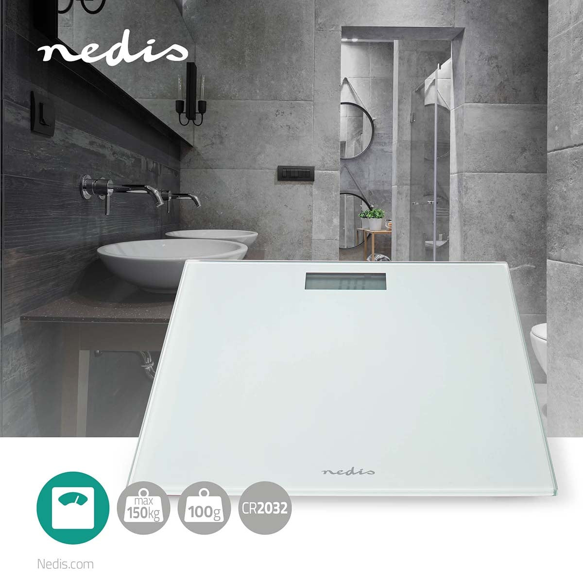 Personal scale | Digital | White | Tempered Glass | Maximum weighing capacity: 150 kg