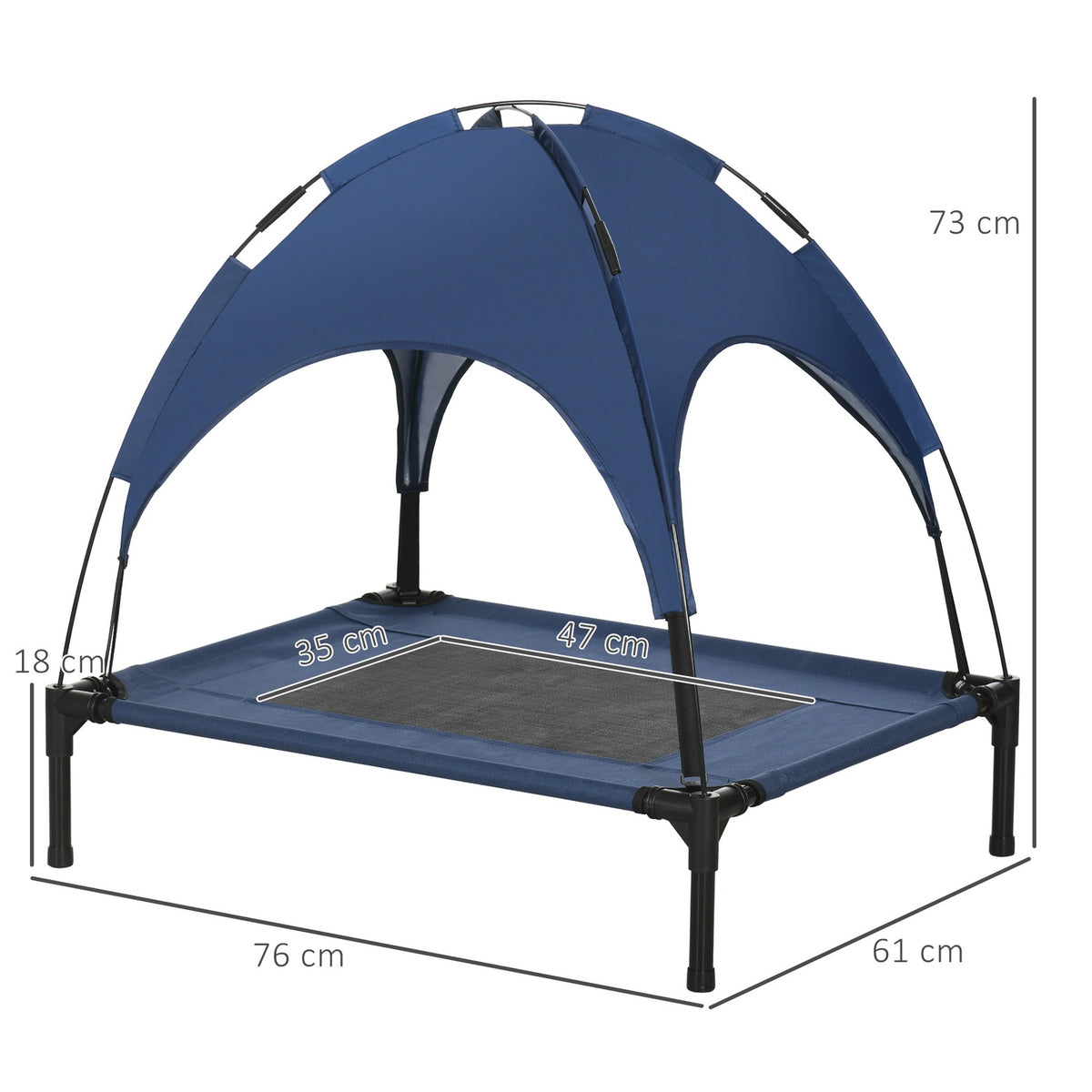 Pet Bed Outdoor Canopy Raised Mesh Uv Protection Dark Blue Medium Dogs
