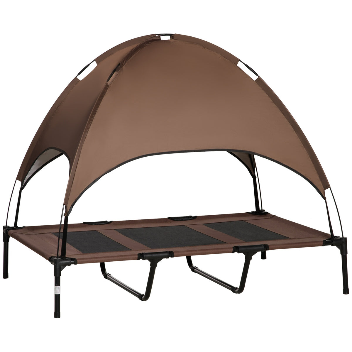 Pet Bed With Canopy, Elevated Dog Bed, Outdoor Dog Lounger With Roof, Breathable, Taffeta Fabric Coffee 122 X 92 X 108 Cm