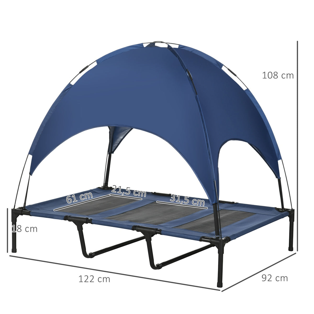 Pet Bed With Canopy Elevated Outdoor Dog Bed With Uv Protection, Mesh Pet Bed For Medium Dogs