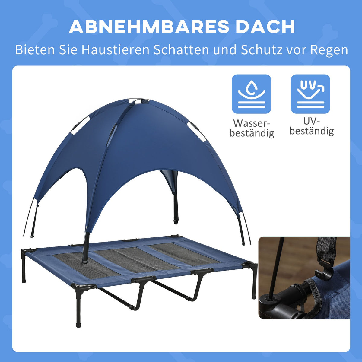 Pet Bed With Canopy Elevated Outdoor Dog Bed With Uv Protection, Mesh Pet Bed For Medium Dogs
