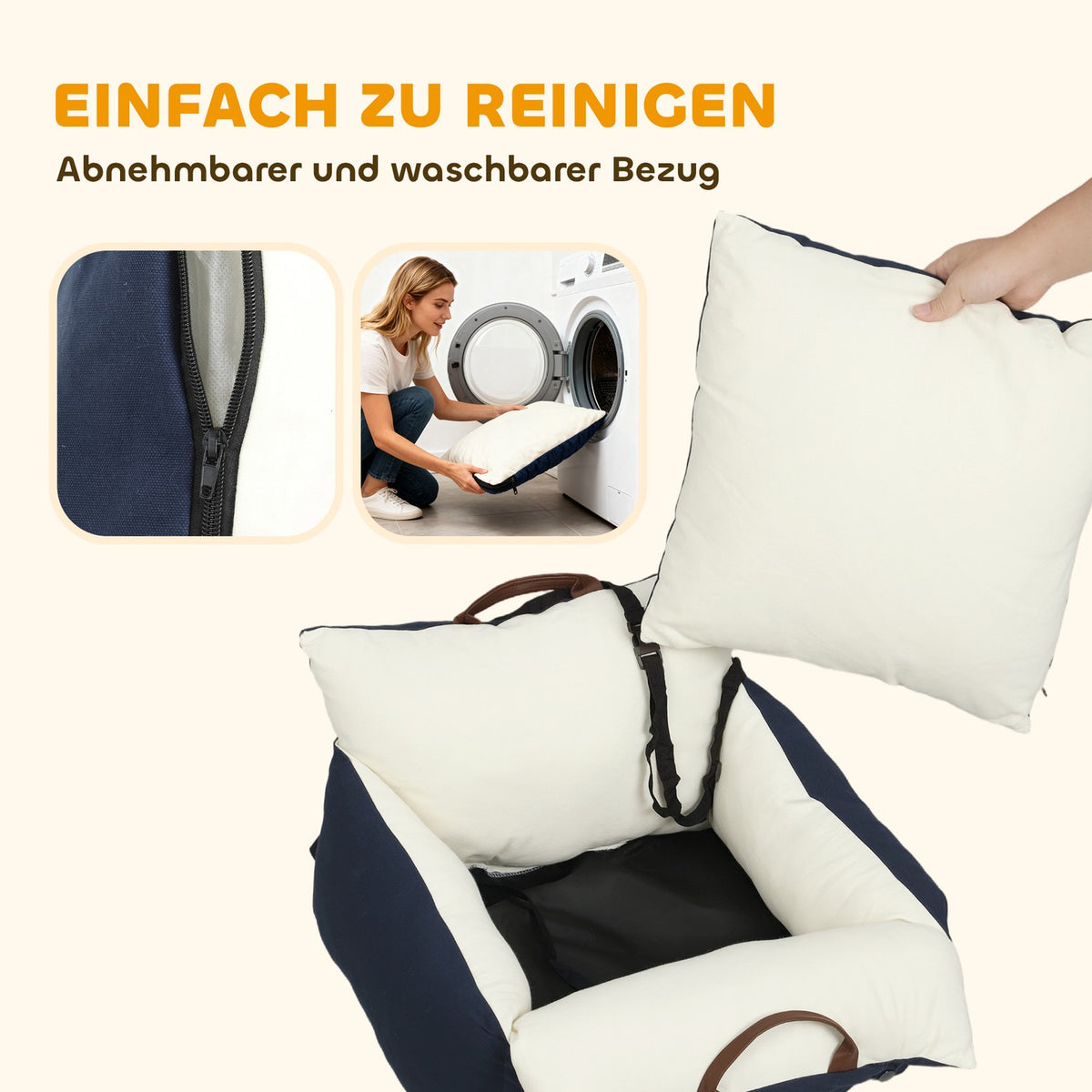 Pet Car Seat, 2 Straps, Washable Covers, <5kg, Blue