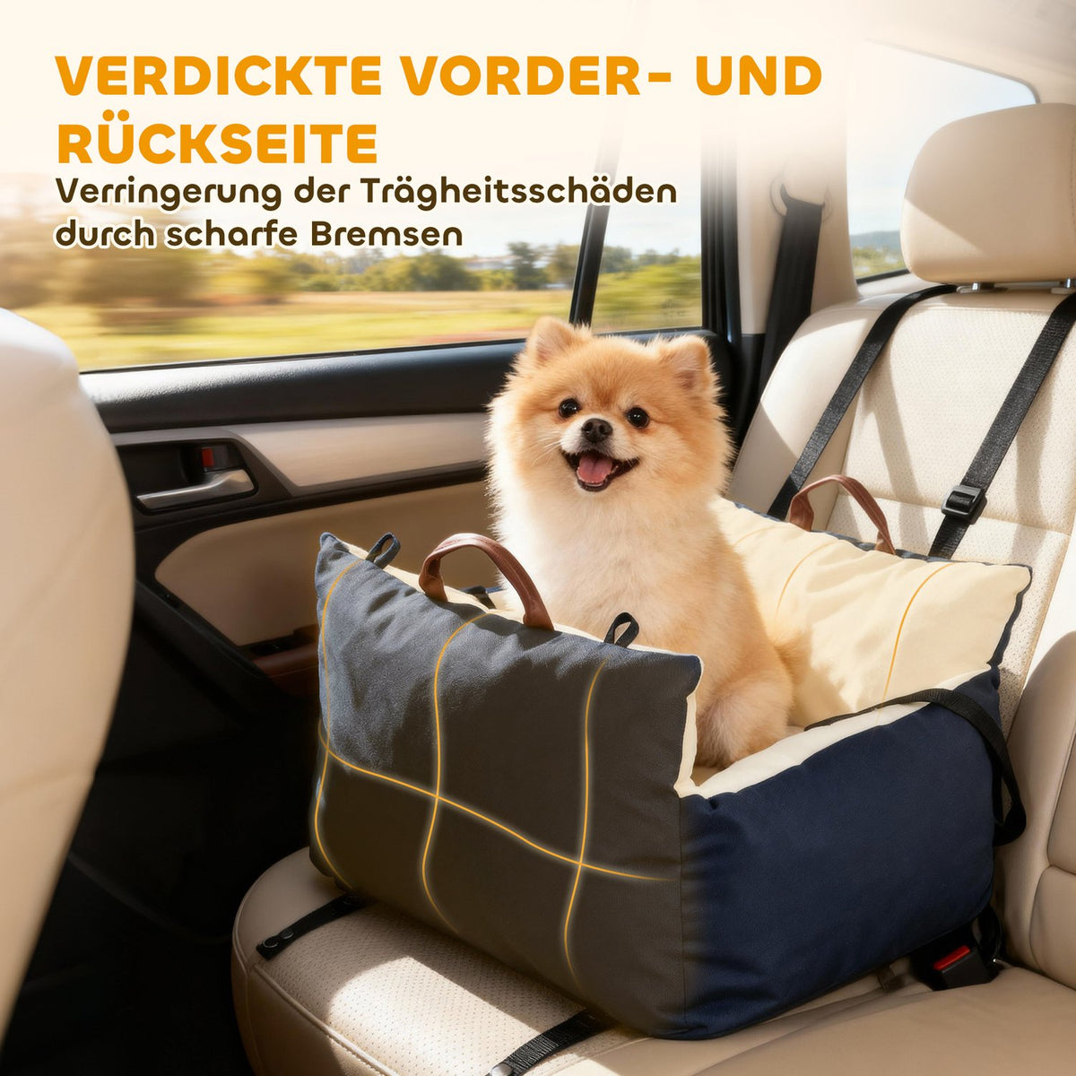 Pet Car Seat, 2 Straps, Washable Covers, <5kg, Blue