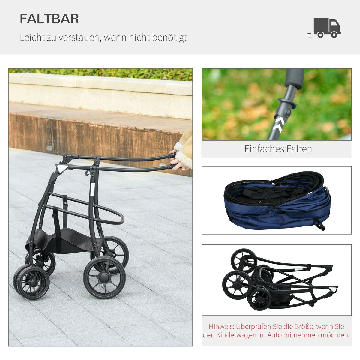 Pet Cart 2-In-1 Rain Cover Foldable Cat Cart Safety Leashes Small Dogs/Cats Oxford Dark Blue