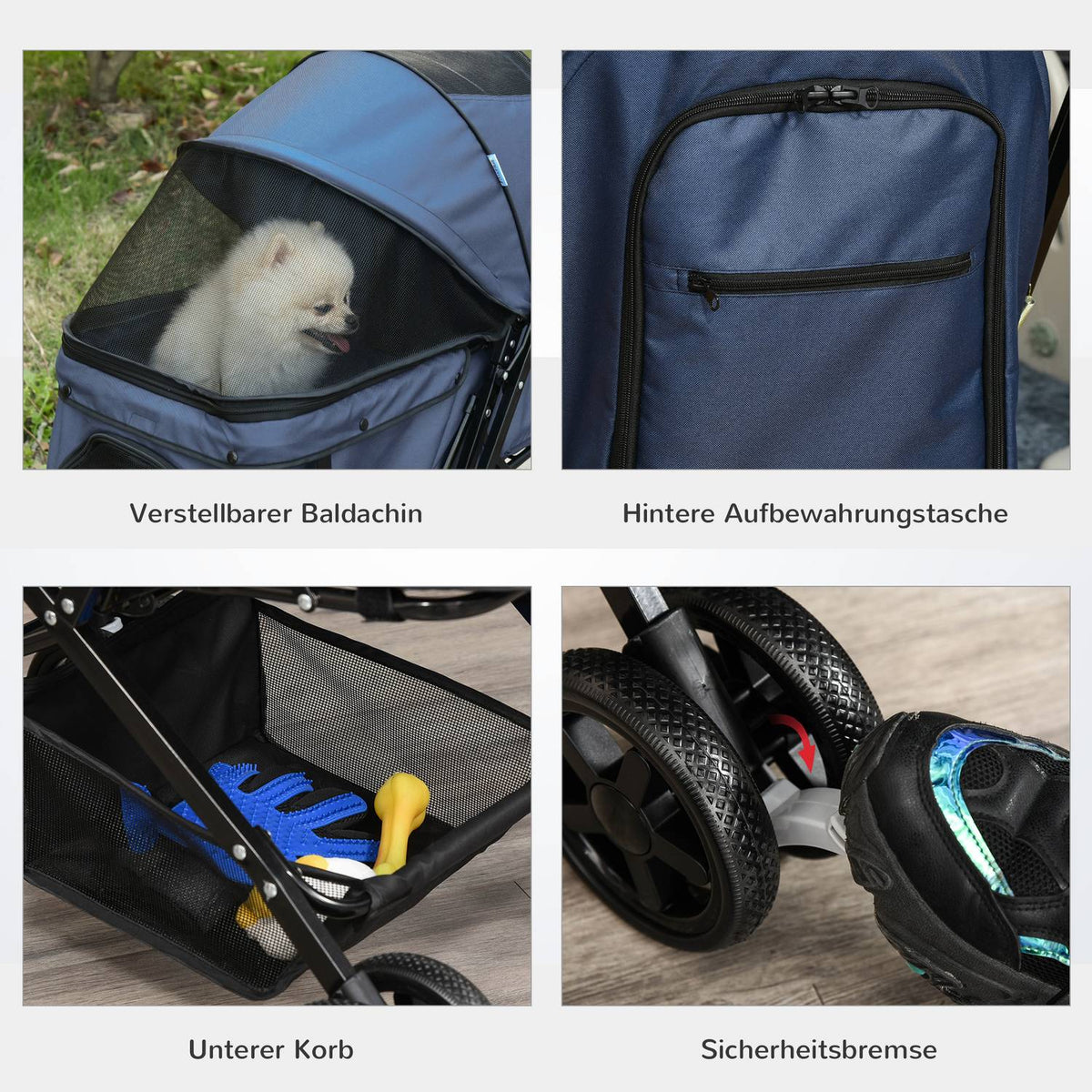 Pet Cart Cat Buggy Oxford Blue 76.5X52X95Cm Small Dogs & Cats