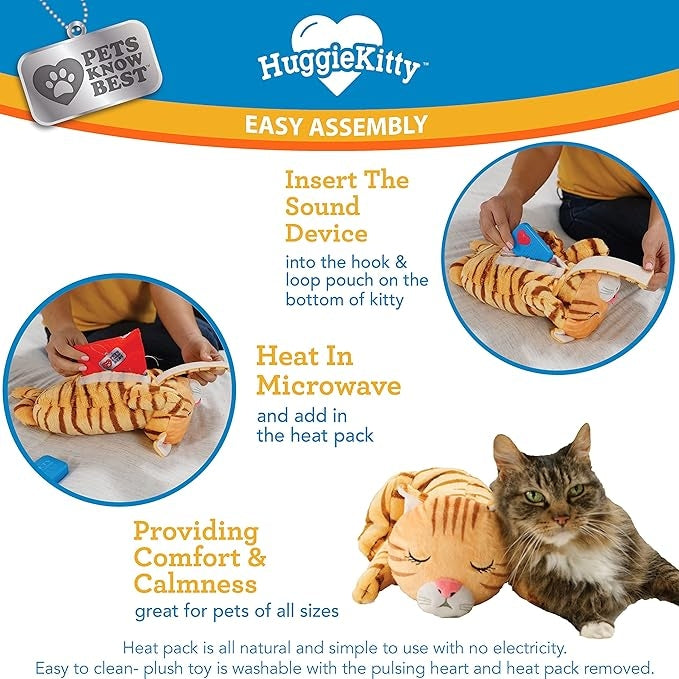 Pet Comfort Toy with Heartbeat – Orange Tabby