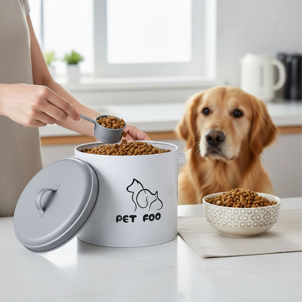 Pet Food Storage Box with Airtight Lid and Scoop