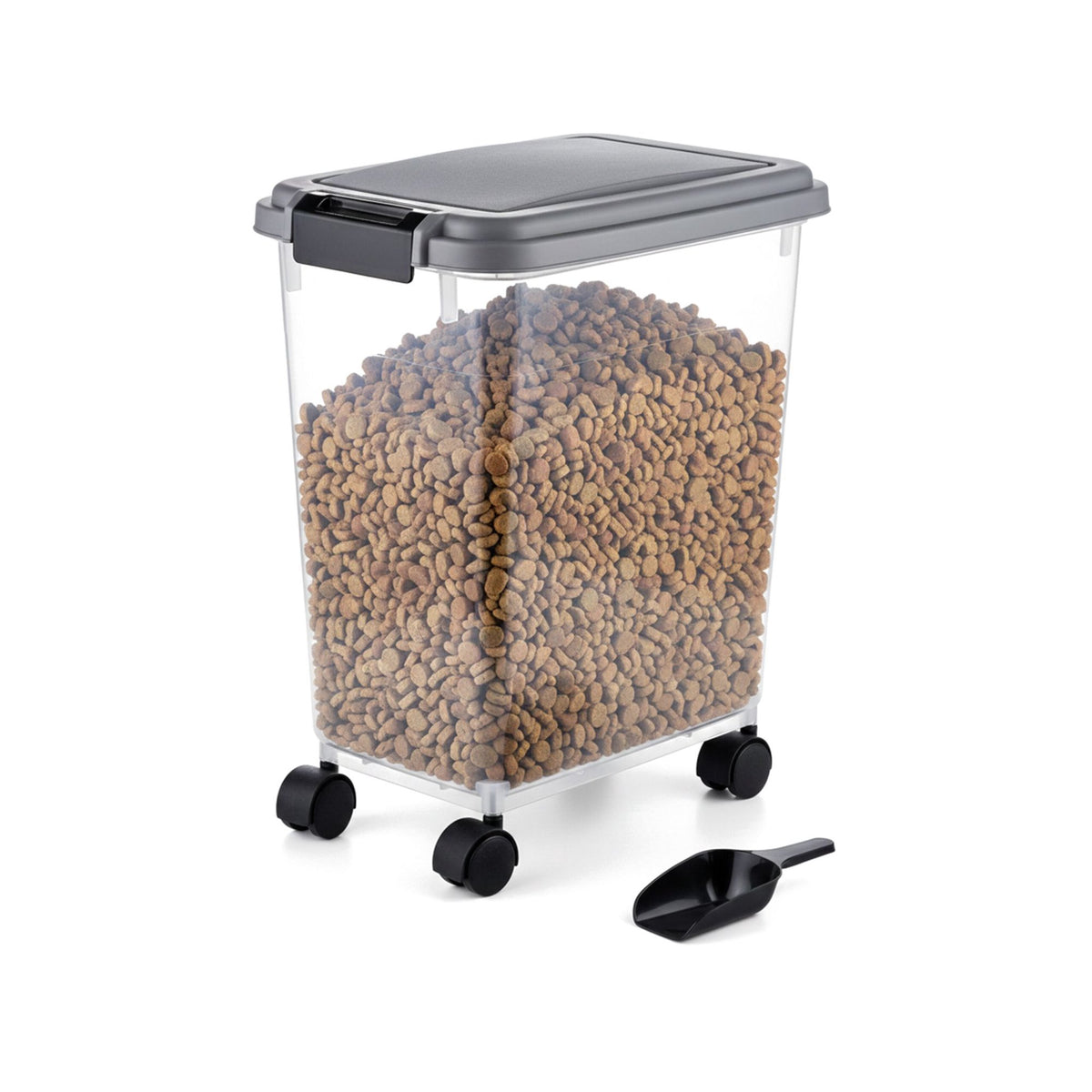 Pet Food Storage Box with Castors and Scoop, 20L