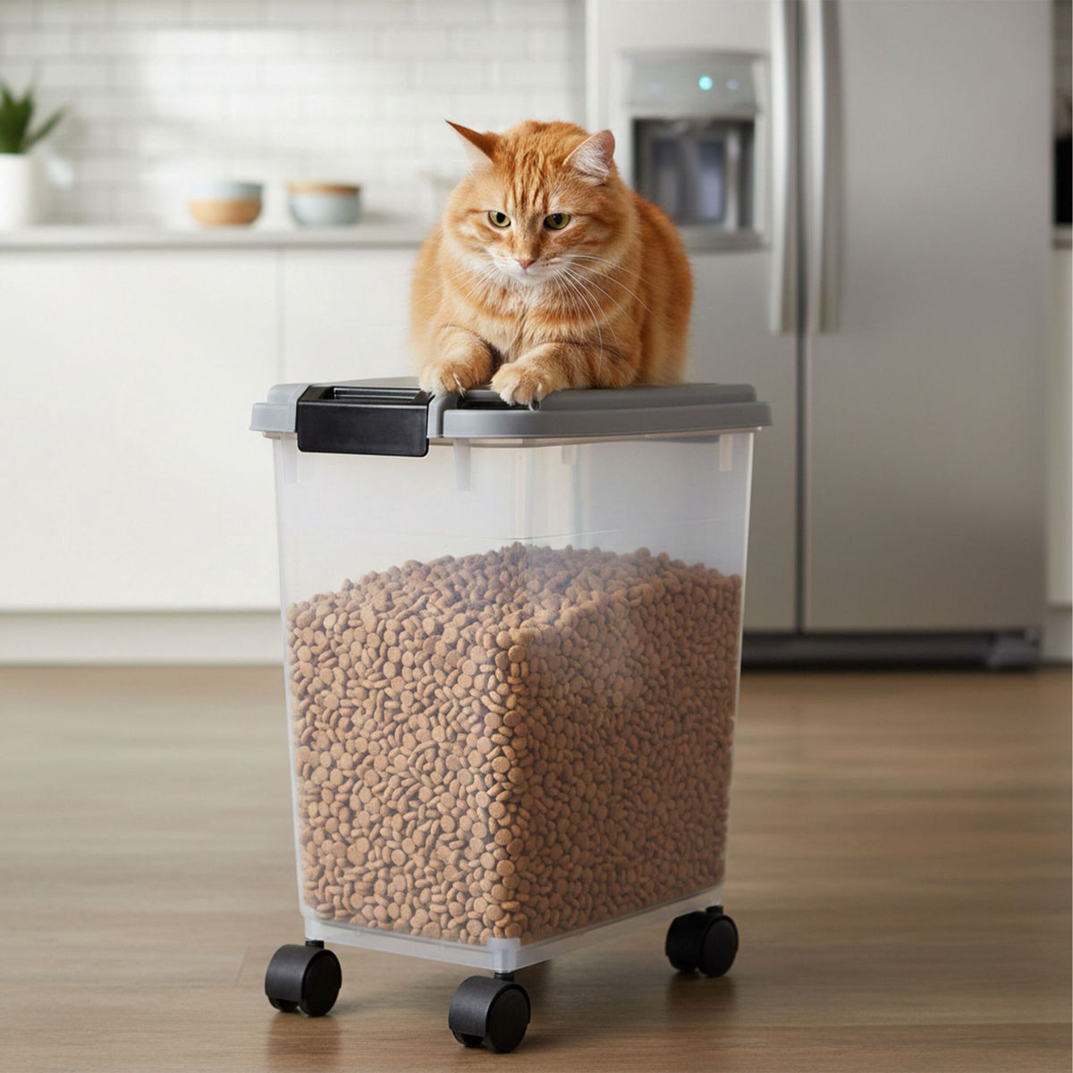 Pet Food Storage Box with Castors and Scoop, 20L