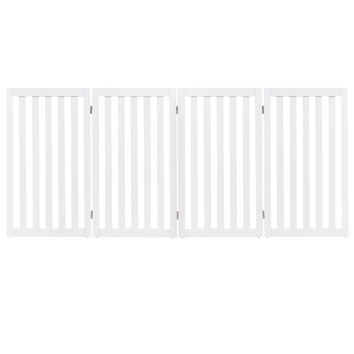 Pet Gate, 89cm High, 4 Panels, Foldable Wood, White