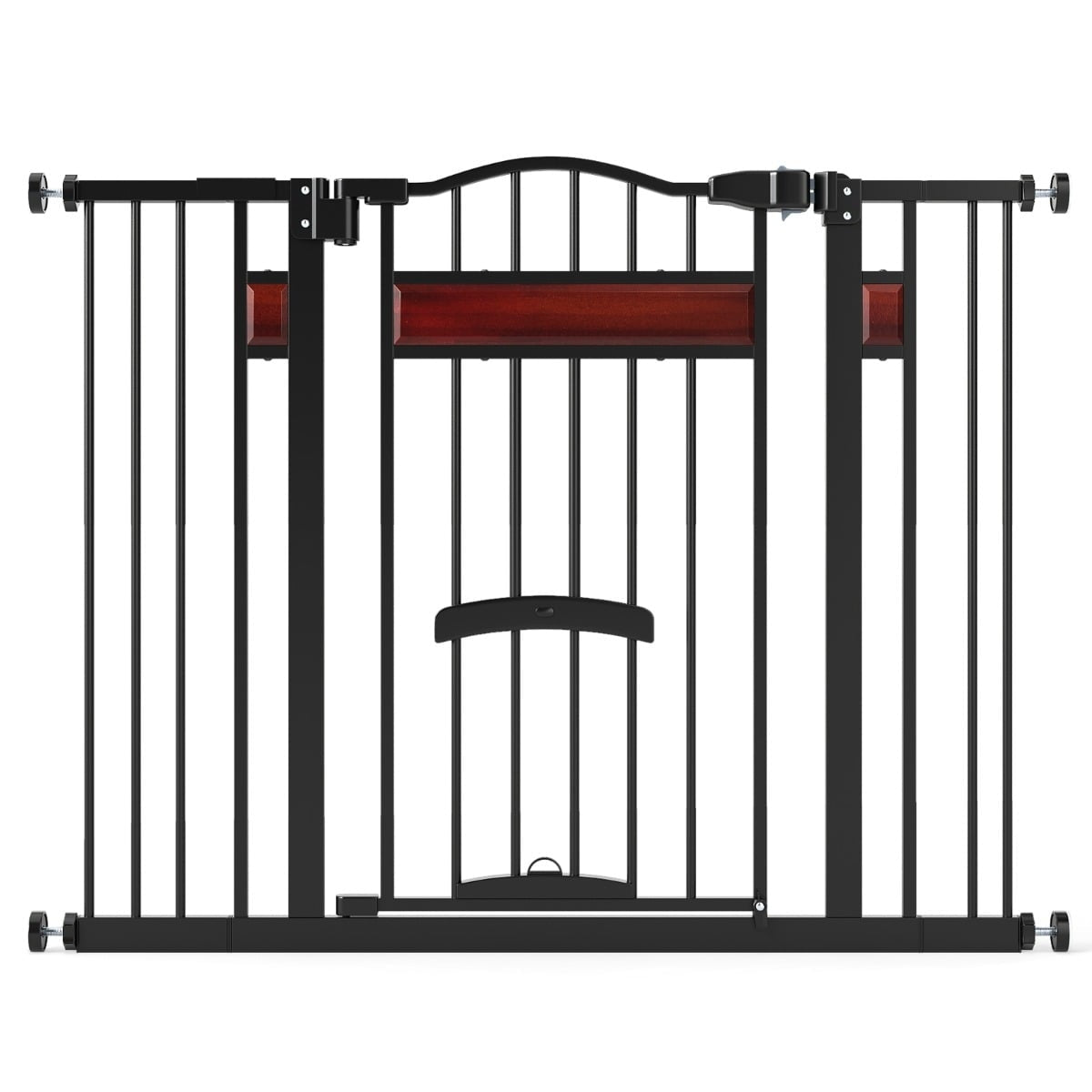 Pet Gate with Small Door, Metal, No-Drill, 74-104 cm