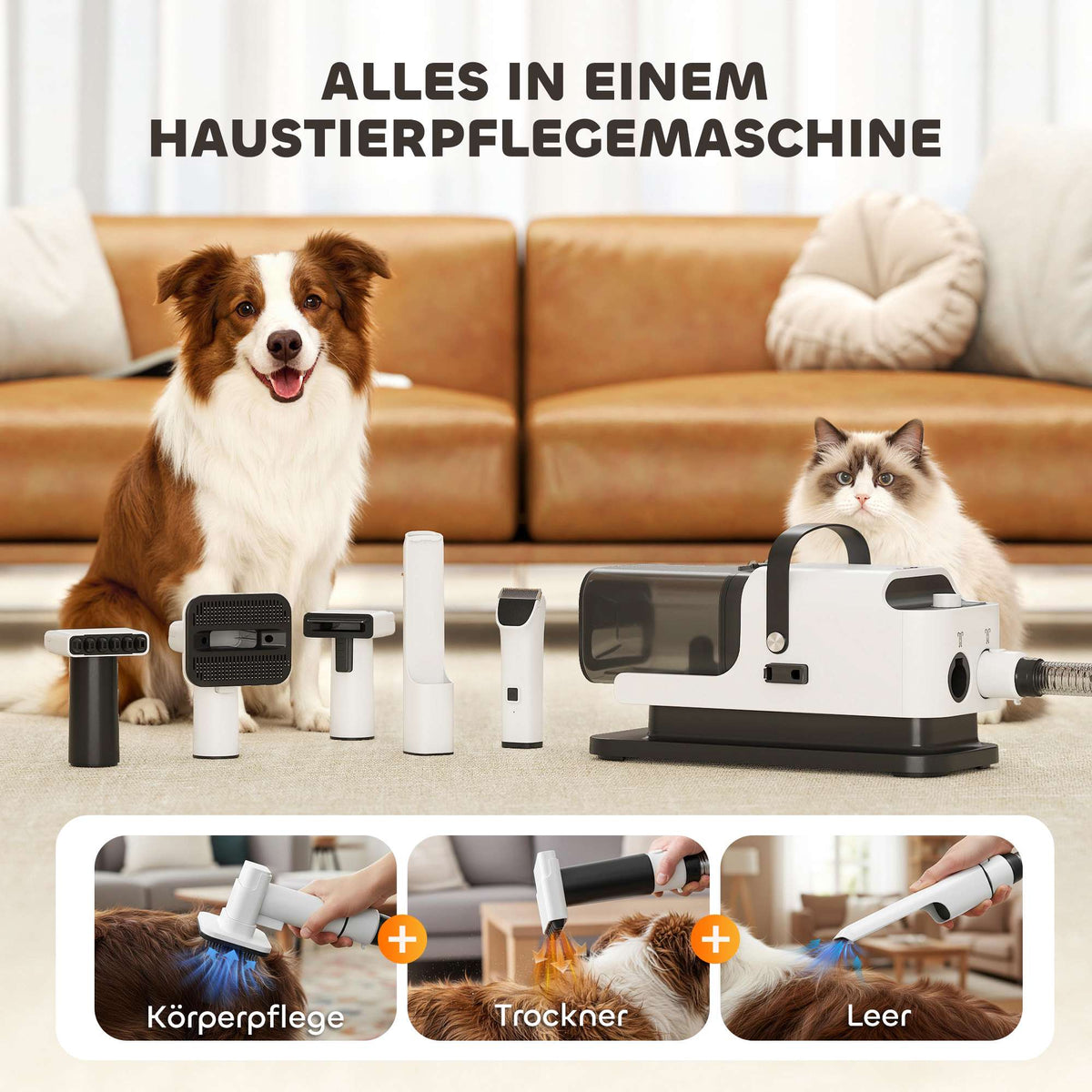 Pet Grooming Dryer & Trimmer, Quiet Motor, 5-in-1 Tool