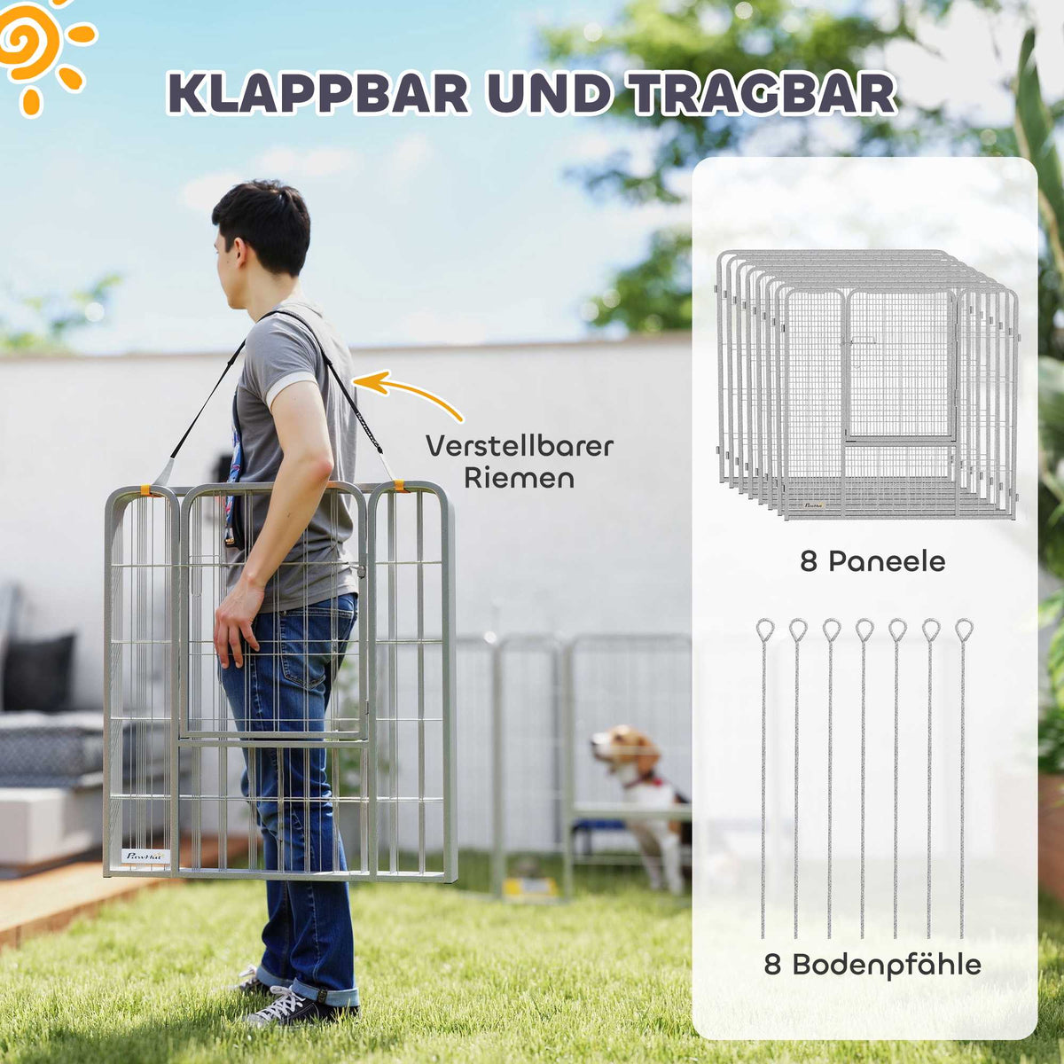 Pet Playpen, 8 Panels, Foldable Steel, Indoor/Outdoor