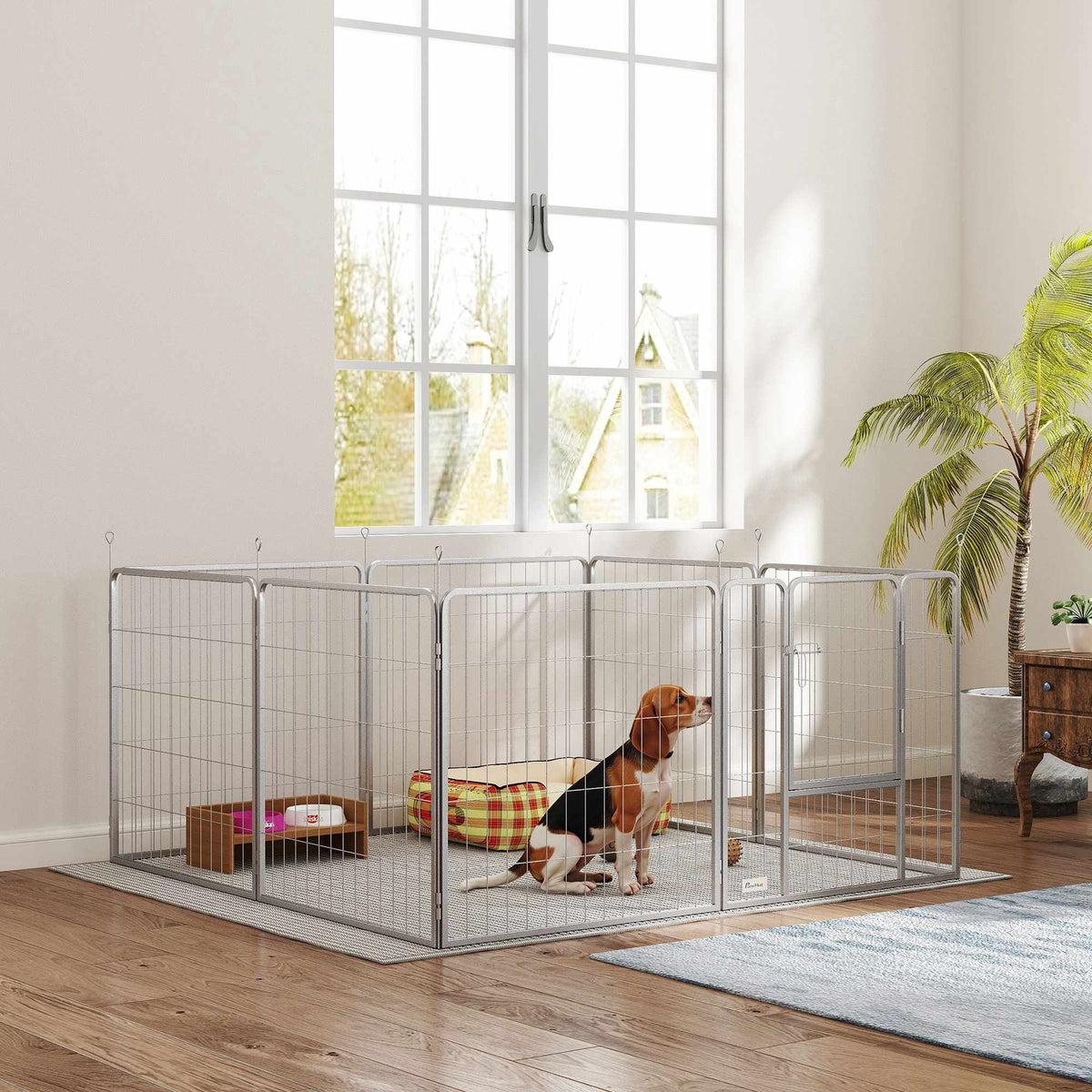 Pet Playpen, 8 Panels, Foldable Steel, Indoor/Outdoor