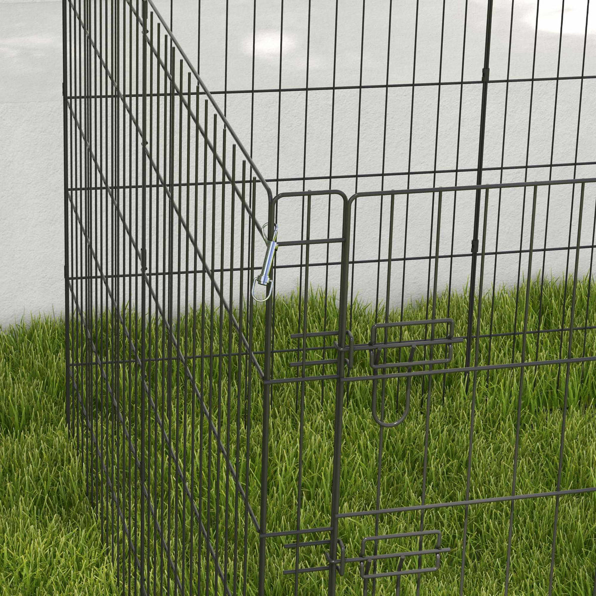 Pet Playpen with Door, Black Metal, 91cm, Indoor/Outdoor