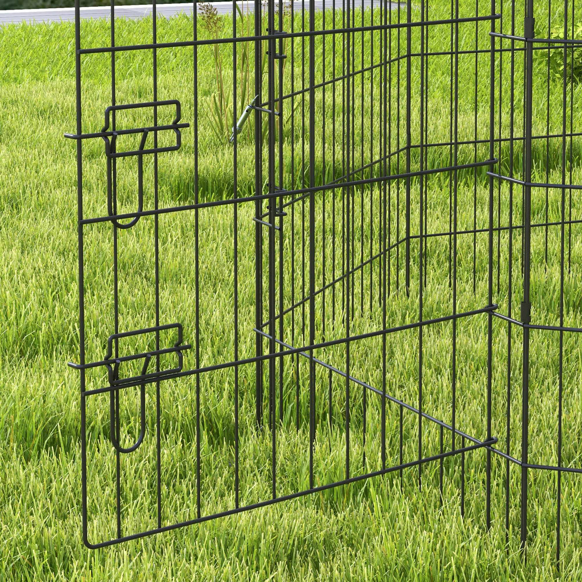Pet Playpen with Door, Black Metal, 91cm, Indoor/Outdoor