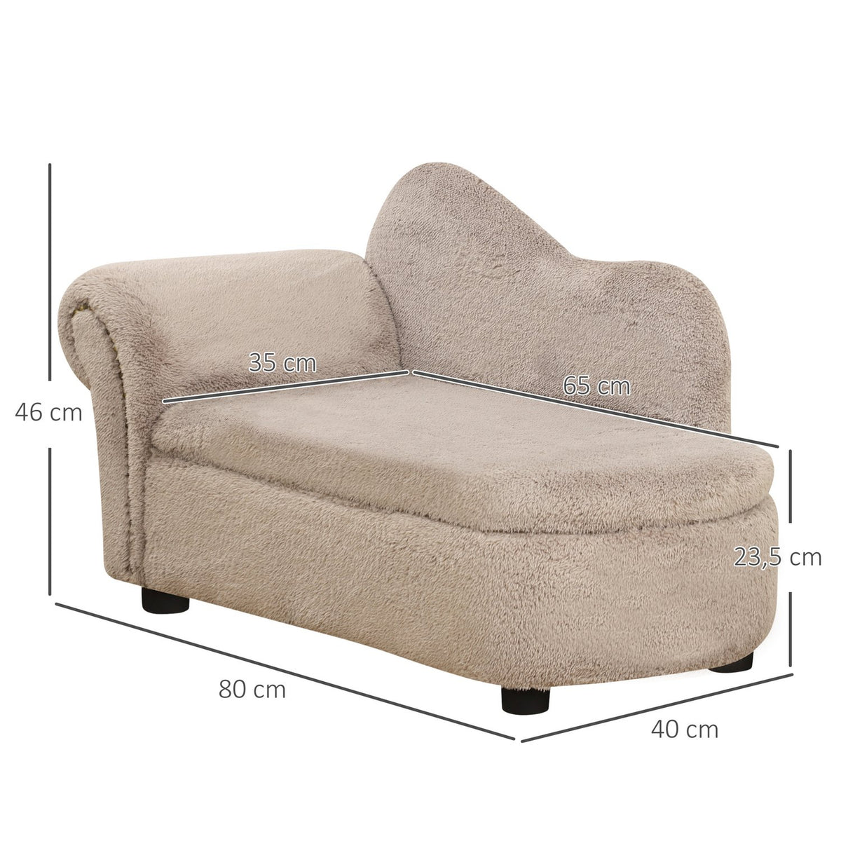 Pet Sofa Dog Bed With Hidden Storage & Sturdy Cover, Beige, 80X40X46Cm