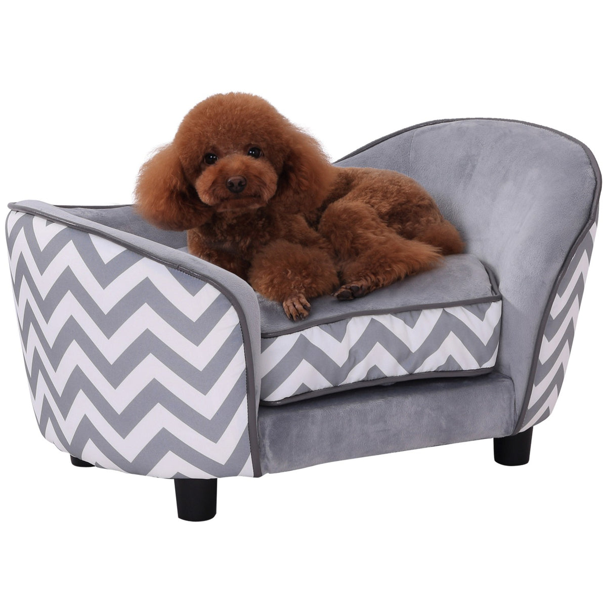 Pet Sofa Dog Couch, Dog Sofa, Dog Bed, Cat Sofa, Padded, Wood, Foam, Gray, 68.5X40.5X40.5Cm