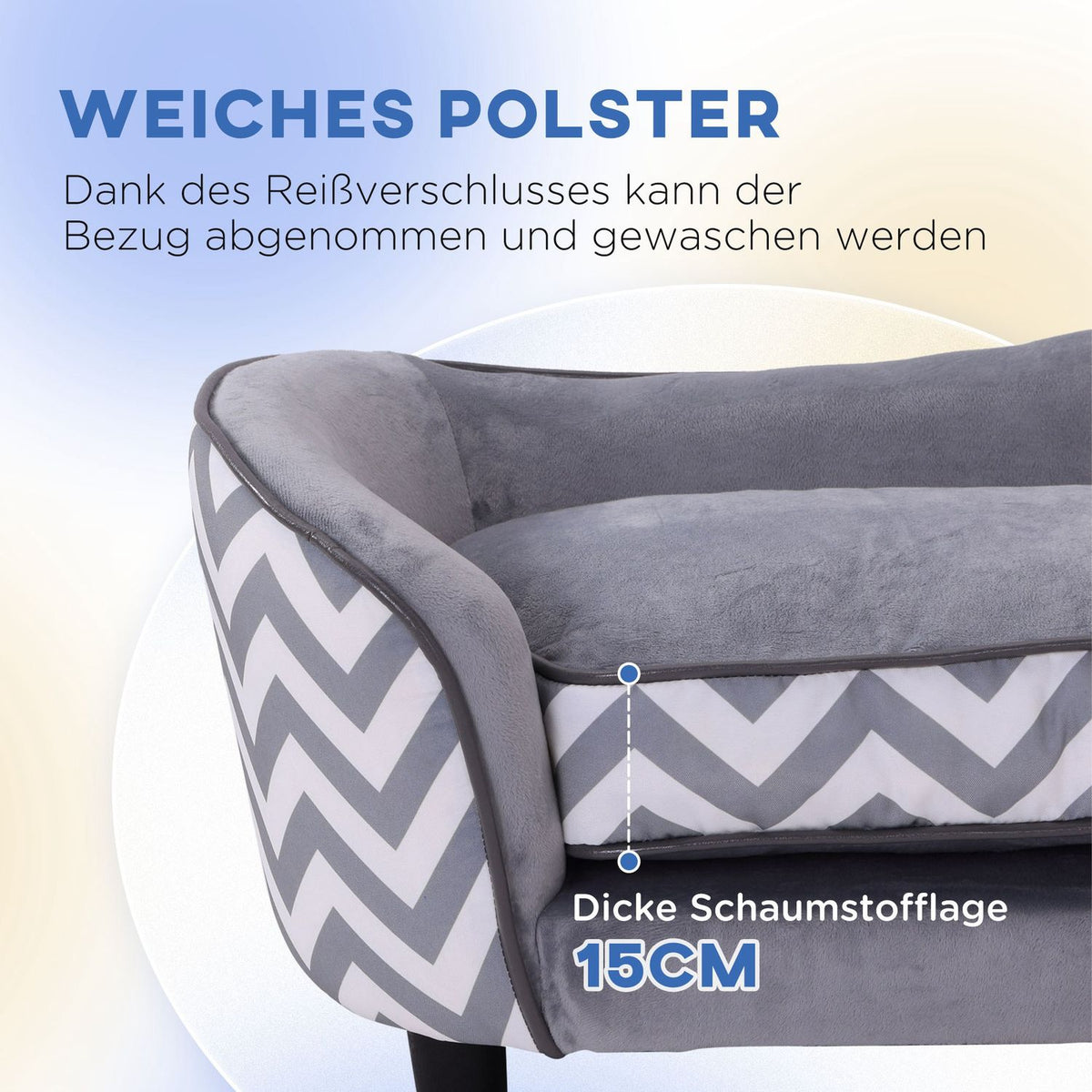 Pet Sofa Dog Couch, Dog Sofa, Dog Bed, Cat Sofa, Padded, Wood, Foam, Gray, 68.5X40.5X40.5Cm