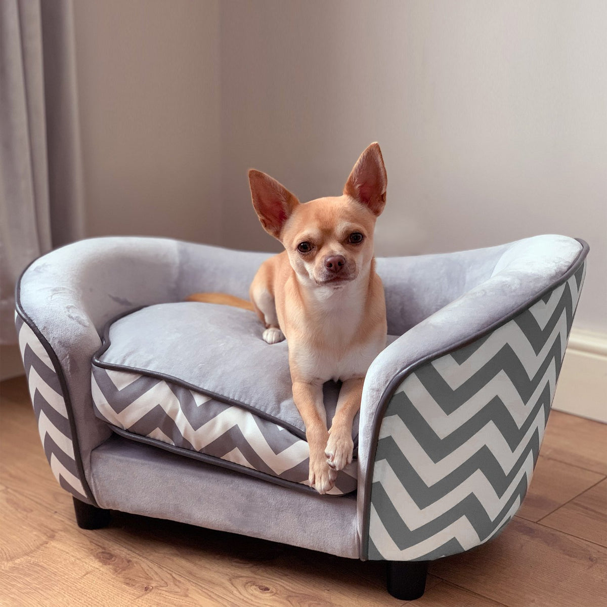 Pet Sofa Dog Couch, Dog Sofa, Dog Bed, Cat Sofa, Padded, Wood, Foam, Gray, 68.5X40.5X40.5Cm