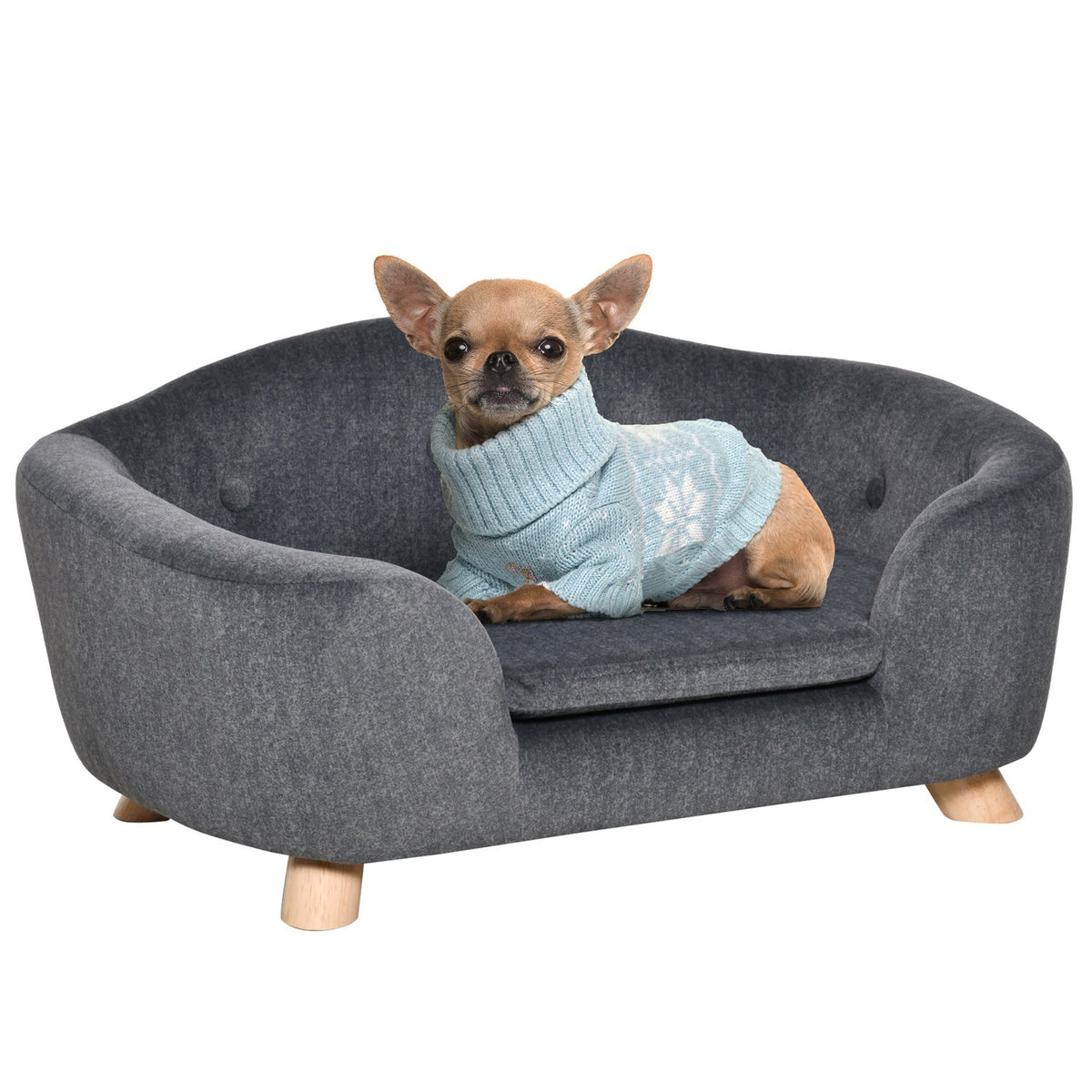 Pet Sofa Dog Mat Dog Bed Dog Sofa Dog Couch Cat Sofa With Cushion Back Pocket Plush Foam Pine Wood 70 X 47 X 30 Cm