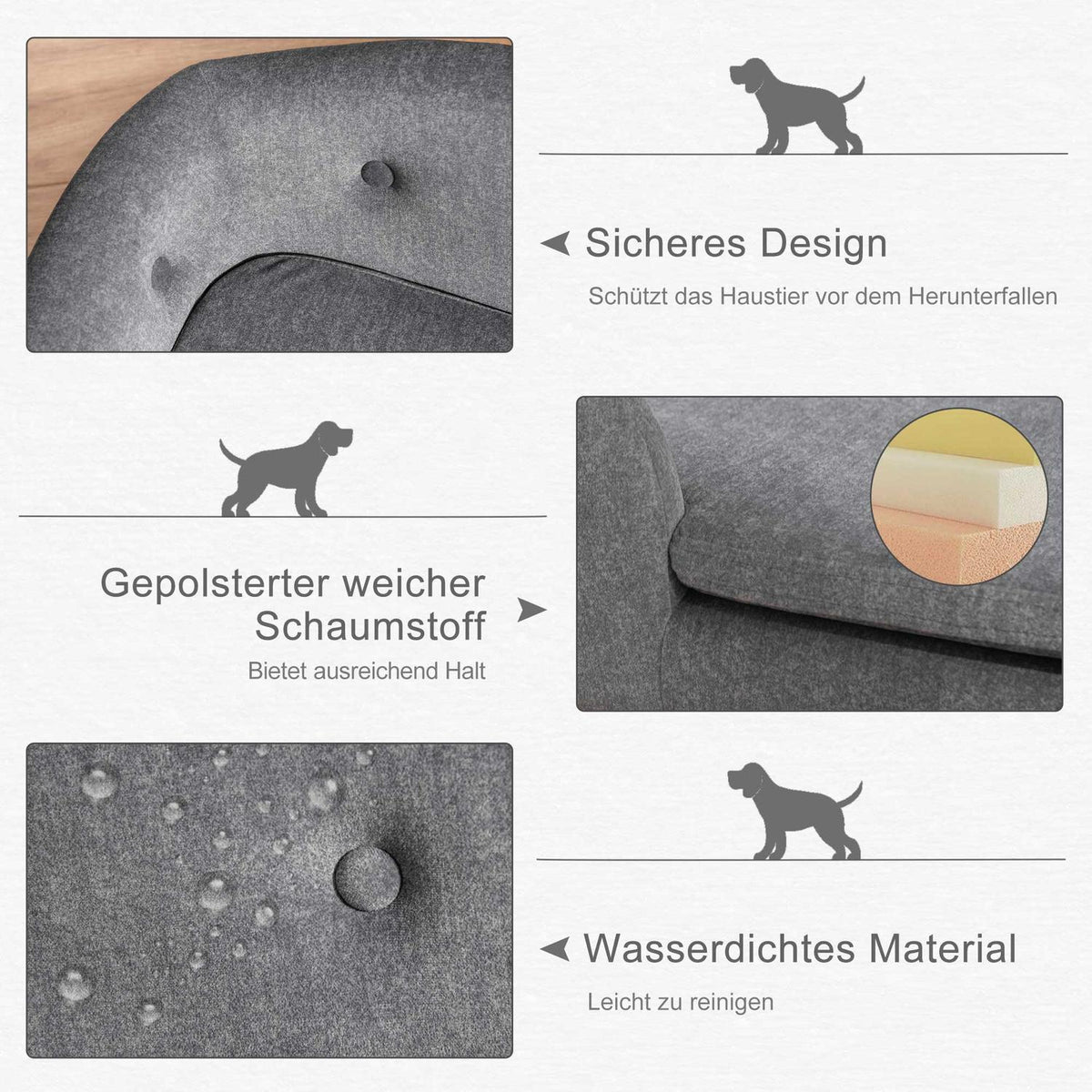 Pet Sofa Dog Mat Dog Bed Dog Sofa Dog Couch Cat Sofa With Cushion Back Pocket Plush Foam Pine Wood 70 X 47 X 30 Cm