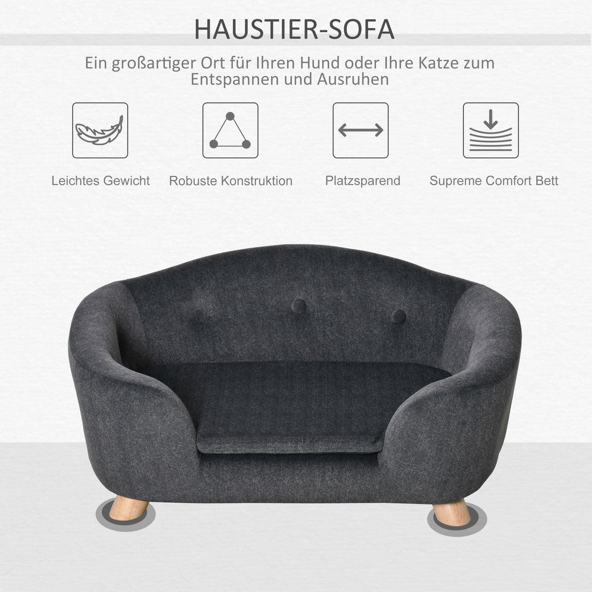 Pet Sofa Dog Mat Dog Bed Dog Sofa Dog Couch Cat Sofa With Cushion Back Pocket Plush Foam Pine Wood 70 X 47 X 30 Cm