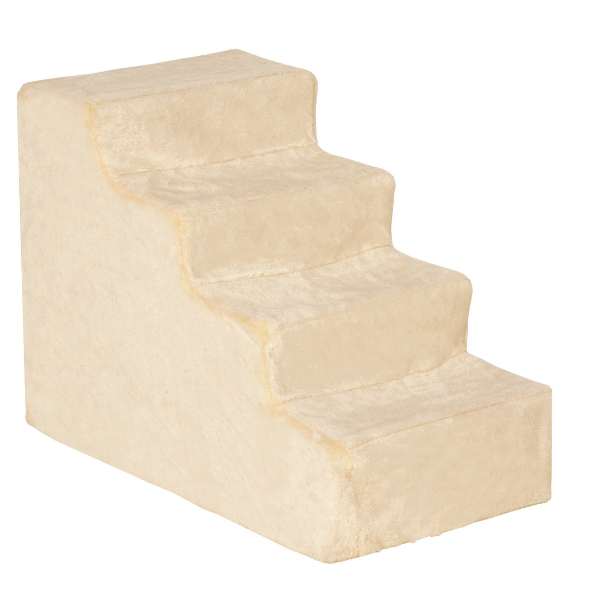 Pet Stairs 4-Step Dog Ramp with Removable Cover Cat Stairs Dog Stairs Animal Stairs Chipboard Plush Beige 60 x 35 x 44 cm