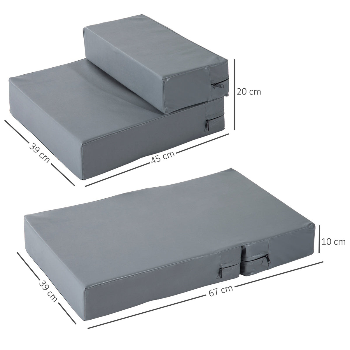 Pet Stairs Foldable 2-Step Pet Underlay For Cats & Dogs, Grey, L45Xw39Xh20 Cm
