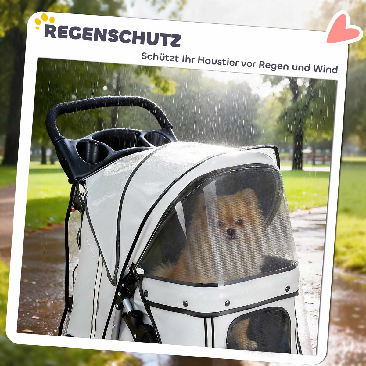 Pet Stroller, Foldable with Rain Cover, Reflective, 10kg Capacity