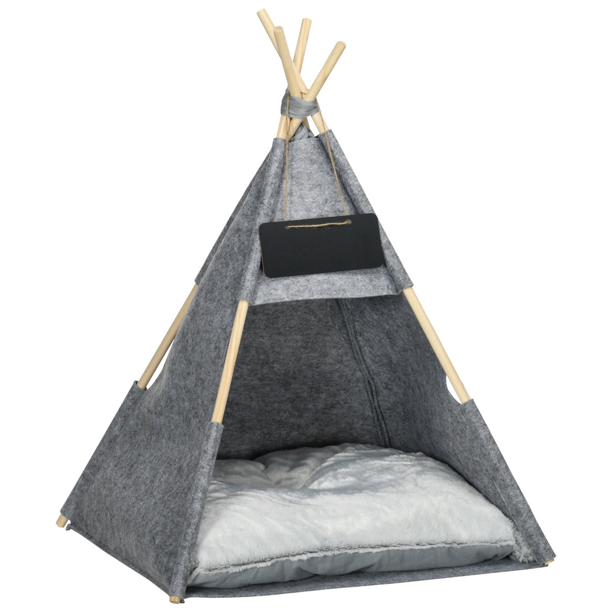 Pet Tent Cozy Cat House & Dog Tent With Soft Cushion Plush Felt Machine Washable Gray 58X58X80Cm