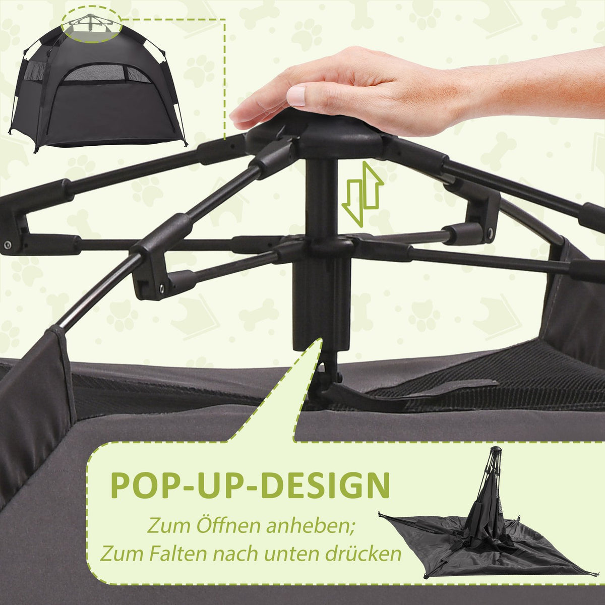 Pet Tent, Dog Tent, Outdoor Cat House, Dog House With Mesh Window, Dog Teepee Tent With Carry Bag, Sun Canopy, Dark Gray
