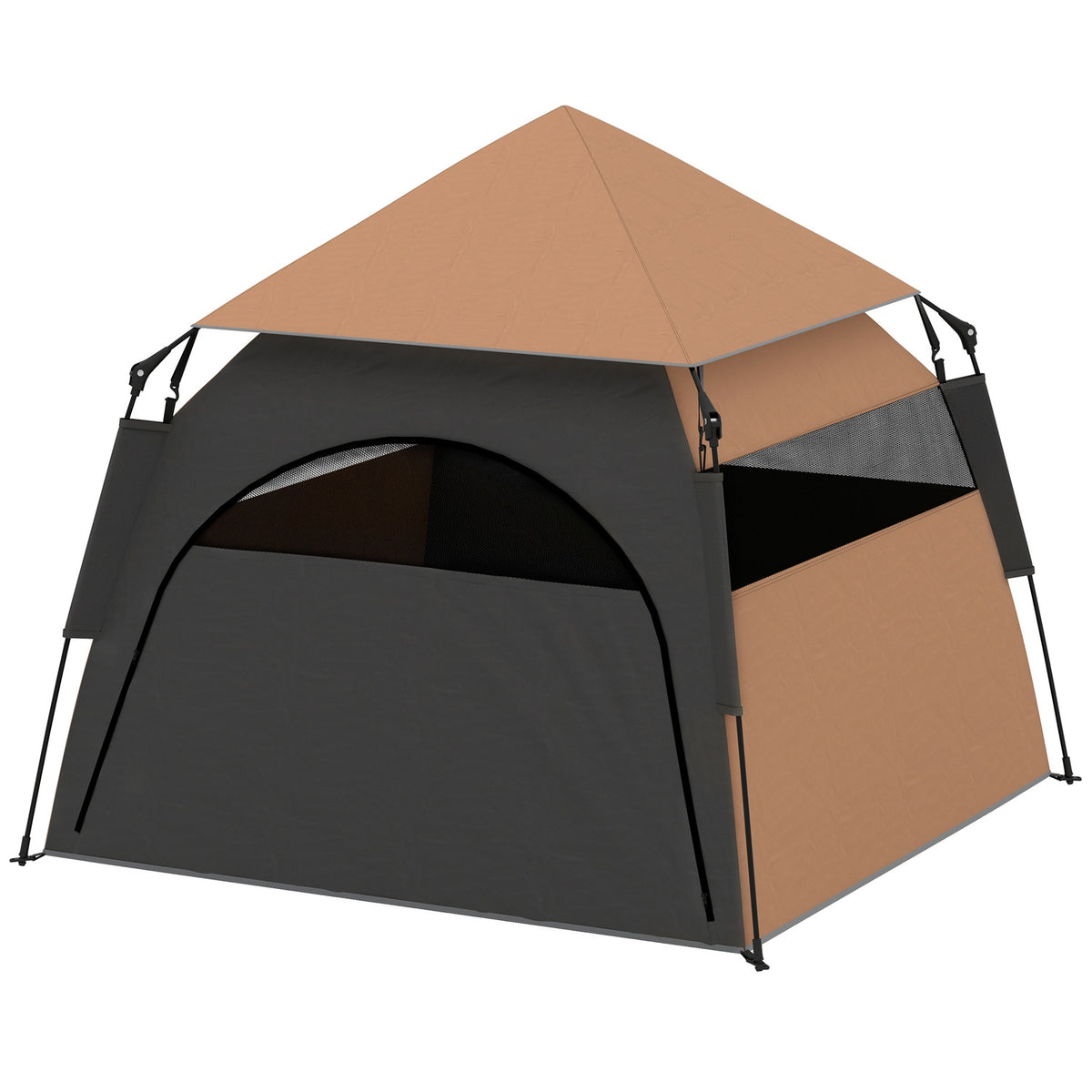 Pet Tent, Dog Tent, Outdoor Cat House, Dog House with Mesh Window, Dog Teepee Tent with Carry Bag, Sun Canopy for Backyard, Living Room, Dark Brown