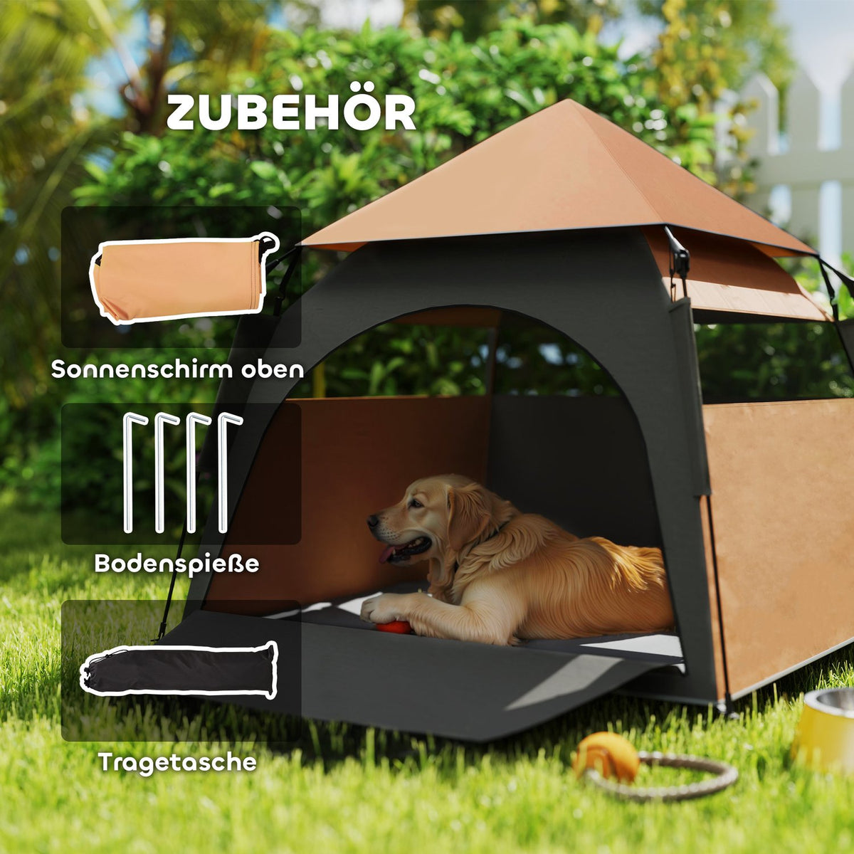 Pet Tent, Dog Tent, Outdoor Cat House, Dog House with Mesh Window, Dog Teepee Tent with Carry Bag, Sun Canopy for Backyard, Living Room, Dark Brown