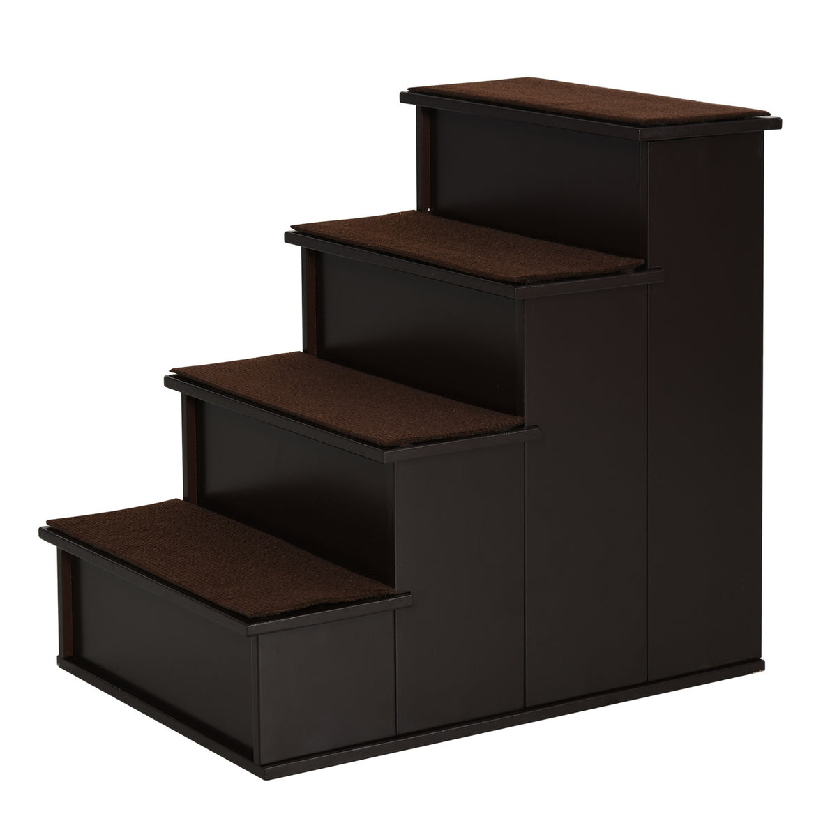 Pet stairs, dog stairs/cat stairs with carpet, entry aid, MDF, dark brown, 40x59x54.2cm