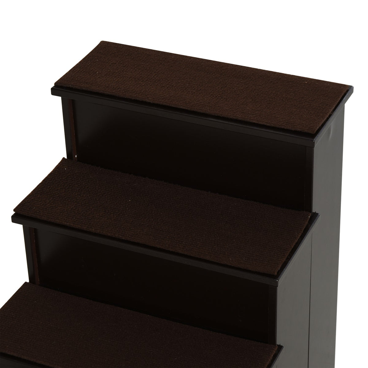 Pet stairs, dog stairs/cat stairs with carpet, entry aid, MDF, dark brown, 40x59x54.2cm