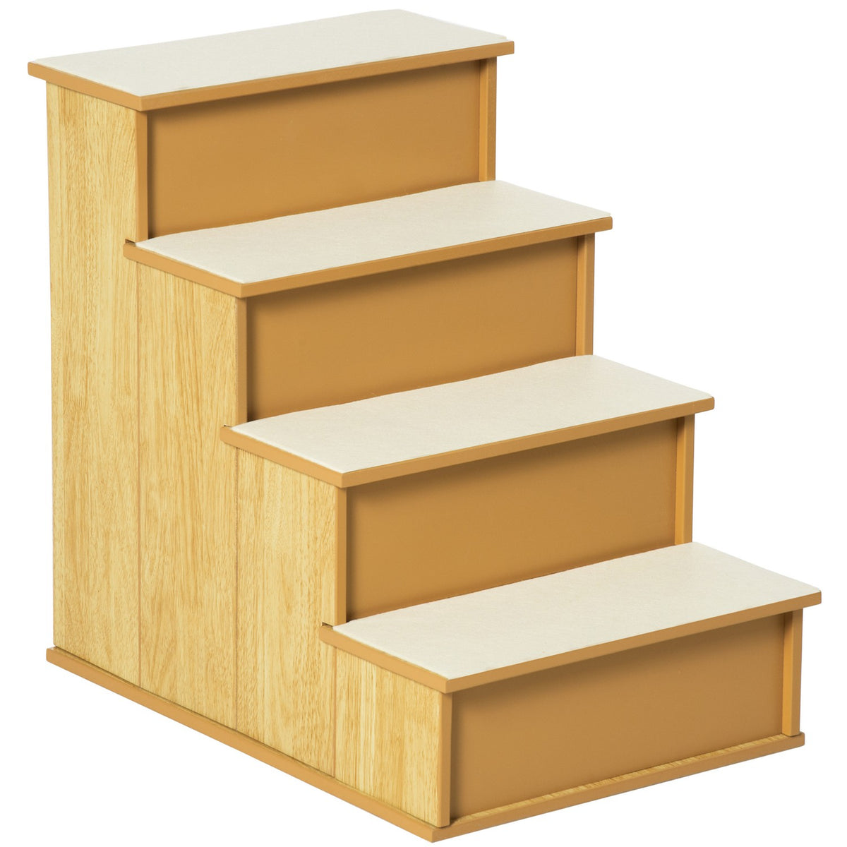 Pet stairs, for dogs/cats, 4 steps, short plush, up to 30 kg, 40 x 59 x 54.2 cm, natural