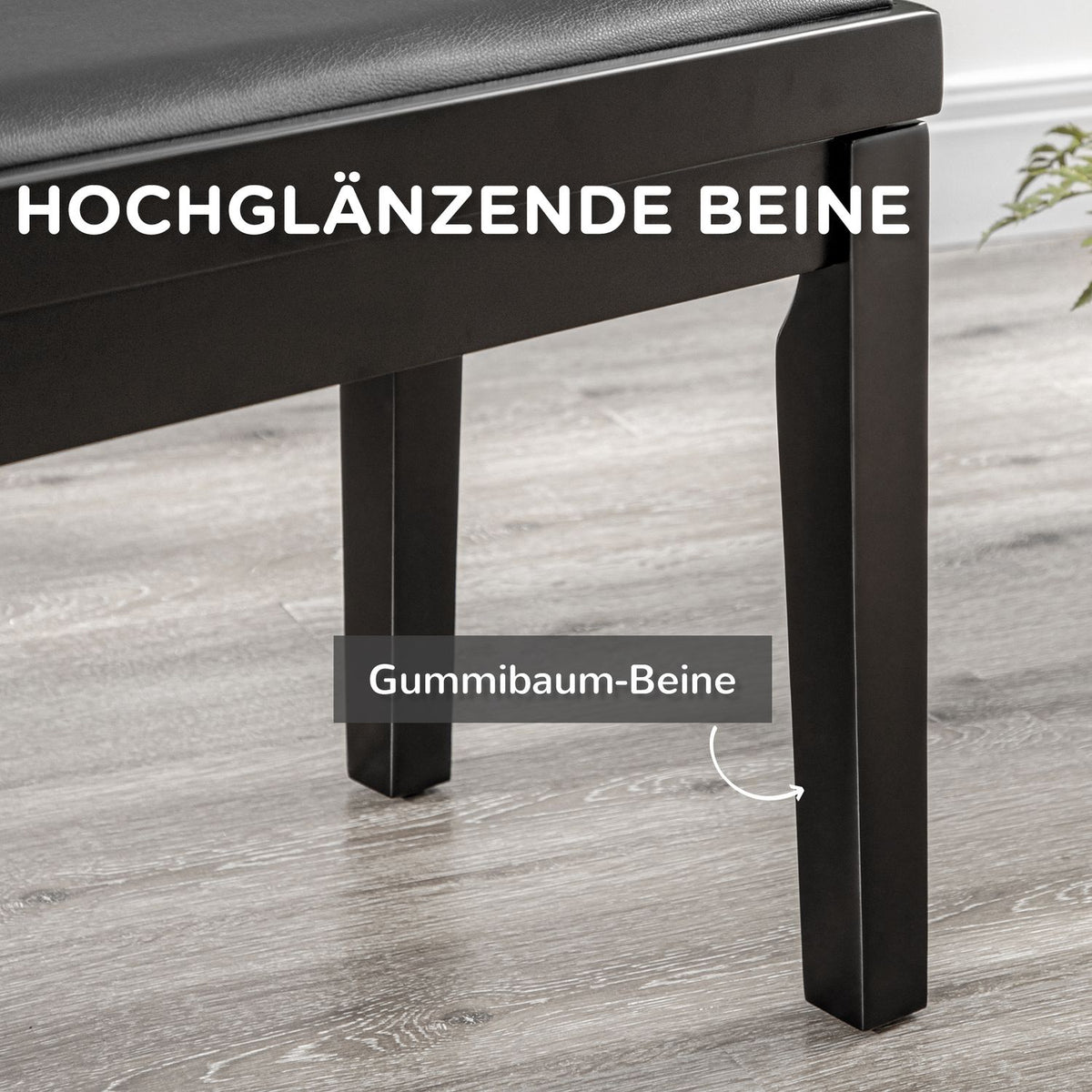Piano Stool, Height-Adjustable Piano Bench With Leather Cushion, Piano Bench, Faux Leather, Rubber Wood, Black, 63 X 33 X 45-56 Cm